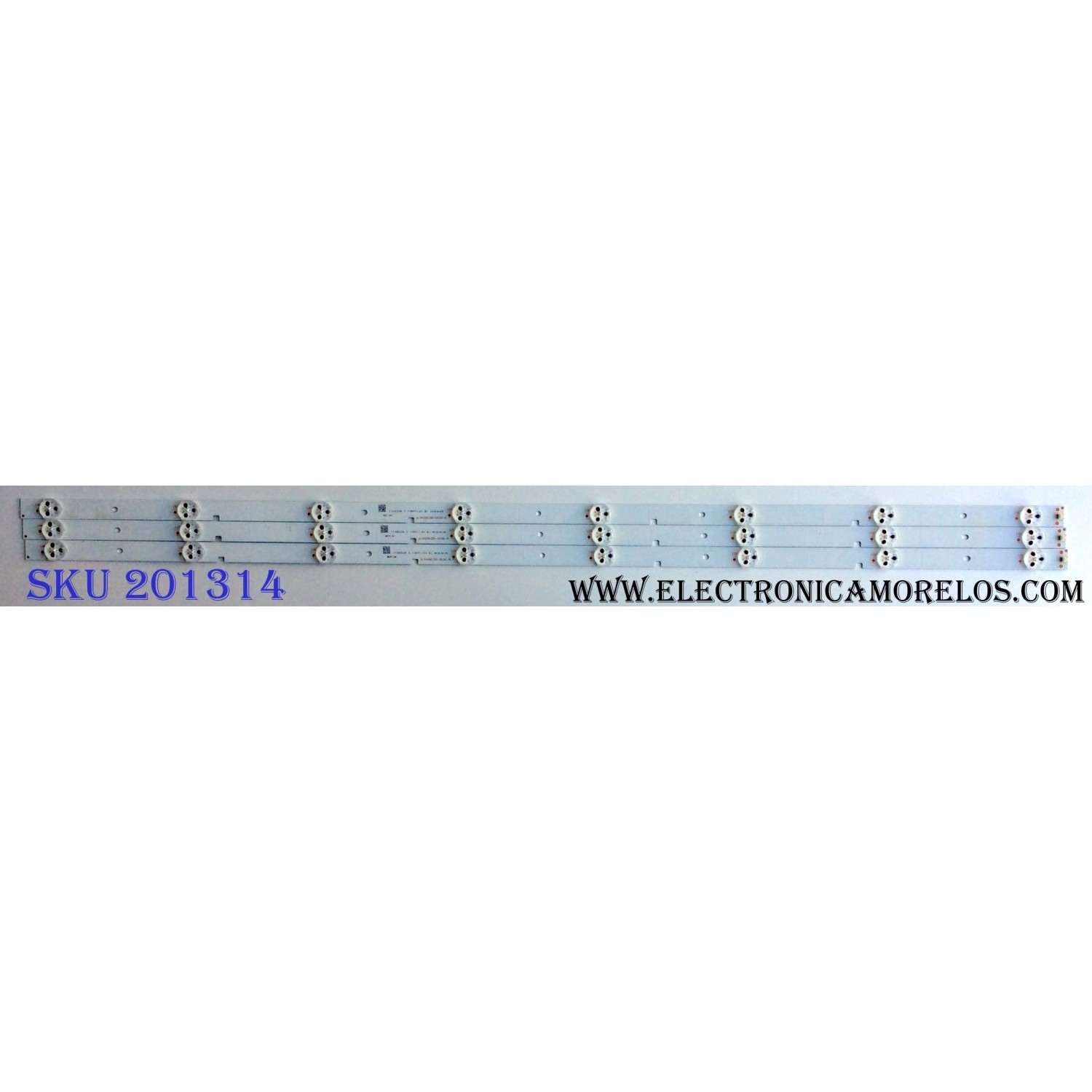 KIT DE LED´S PARA TV HISENSE ((3 PIEZAS)) / NUMERO DE PARTE JL.D40081330-003BS-M / 1155208 / 1175553 / PANEL`S JHD396DF / JHD396D5F01 / HD396DF / JHD396DF-E01 / HD400DF-E33/F2/S9/GM/ROH / MODELOS / 40H3B / 40H5B / 40H3C1 / LC-40LB480U / NS-40D510NA19