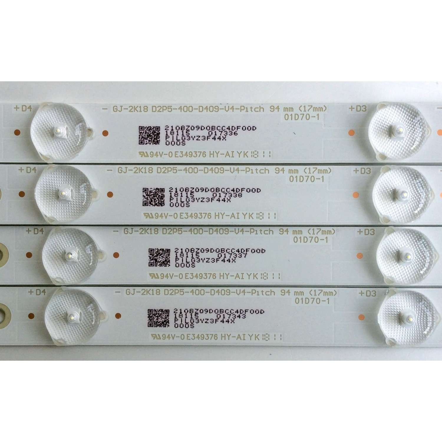 KIT DE LED`S PARA TV (4 PIEZAS) / VIZIO GJ-2K18-D2P5-400-D409-V4-PITCH  / 01D70-1 / GJ-2K18-D2P5-400-D409-V4 / 94V-0 E349376 / 210BZ09D0BCC4DF00D / PANEL TPT400LA-HN02.S REV:S801Z / MODELO D40F-F1 LTQEVVLU - Imagen 2