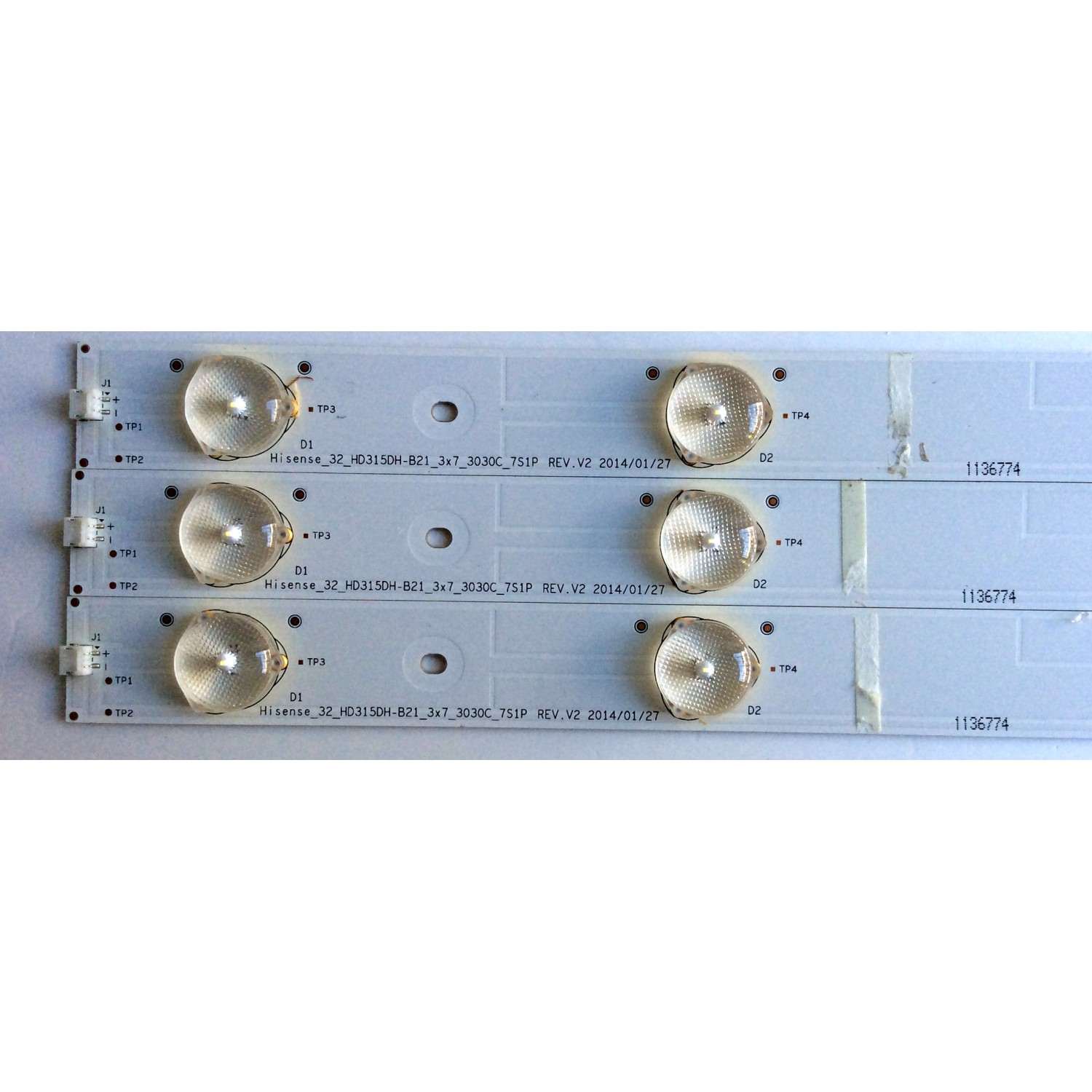 KIT DE LED´S PARA TV (3 PIEZAS) / INSIGNIA 1136774 / Hisense_32_HD315DH-B21_3x7_3030C_7S1P / E213009 / HE32LSESE15V86 / PANEL HD315DF-B71\S0\GM\ROH / MODELO NS-32D511NA15 Rev B - Imagen 3