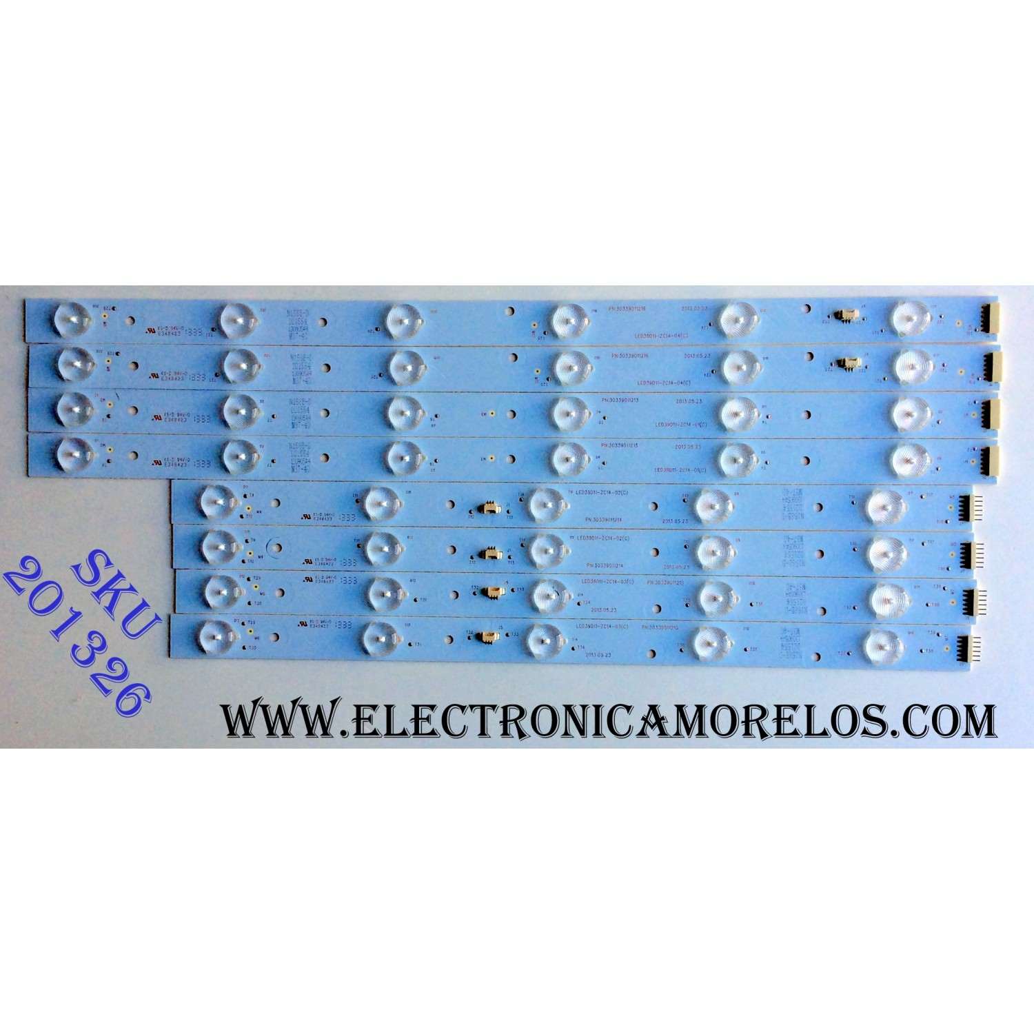 KIT DE LED´S PARA TV (8 PIEZAS) / PIONEER LED39D11-ZC14-01(C) / LED39D11-ZC14-02(C) / LED39D11-ZC14-03(C) / LED39D11-ZC14-04(C) / 30339011213 / 30339011214 / 30339011215 / 30339011216 / 130905A4 / M37-40 / E348423 / PANEL V390HJ1-P02 / MODELO PLE-3903FHD