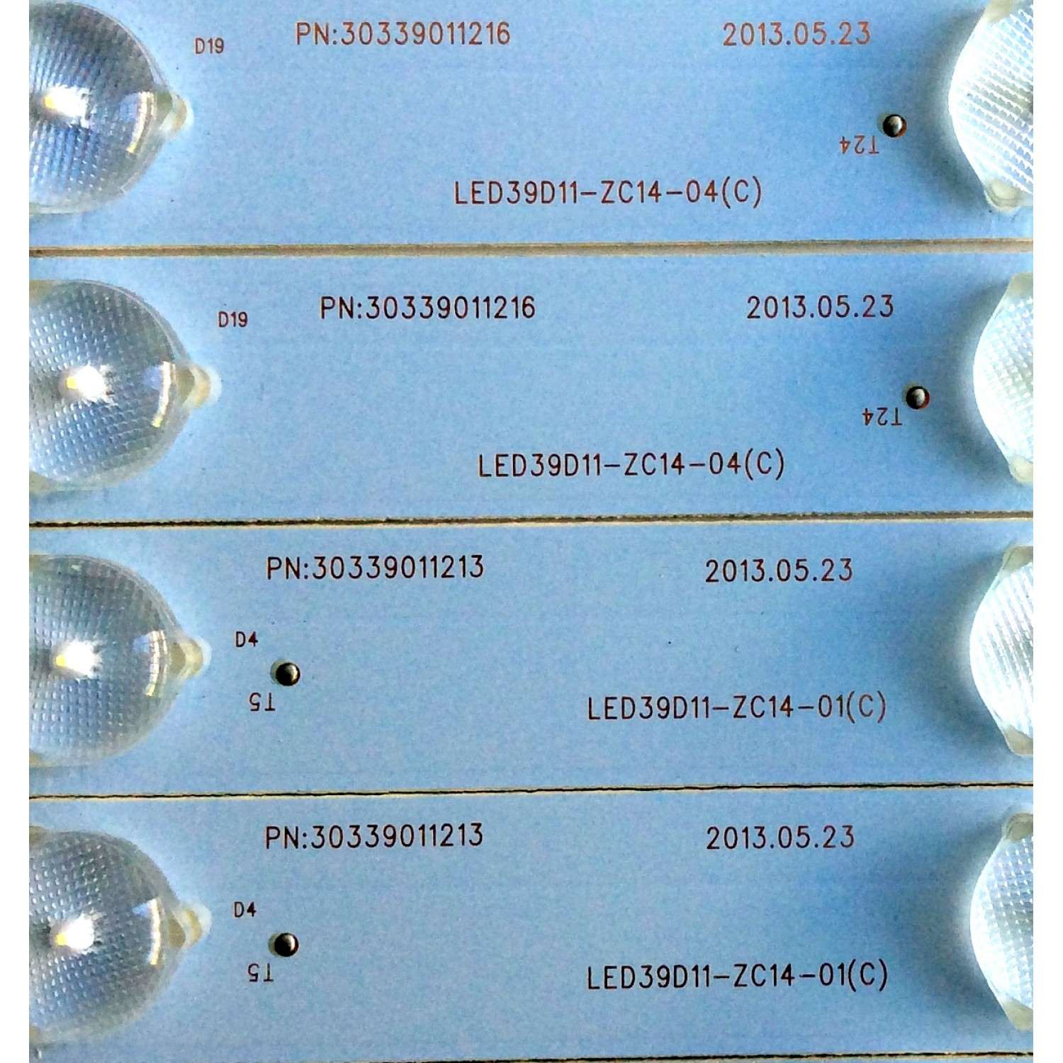 KIT DE LED´S PARA TV (8 PIEZAS) / PIONEER LED39D11-ZC14-01(C) / LED39D11-ZC14-02(C) / LED39D11-ZC14-03(C) / LED39D11-ZC14-04(C) / 30339011213 / 30339011214 / 30339011215 / 30339011216 / 130905A4 / M37-40 / E348423 / PANEL V390HJ1-P02 / MODELO PLE-3903FHD - Imagen 3