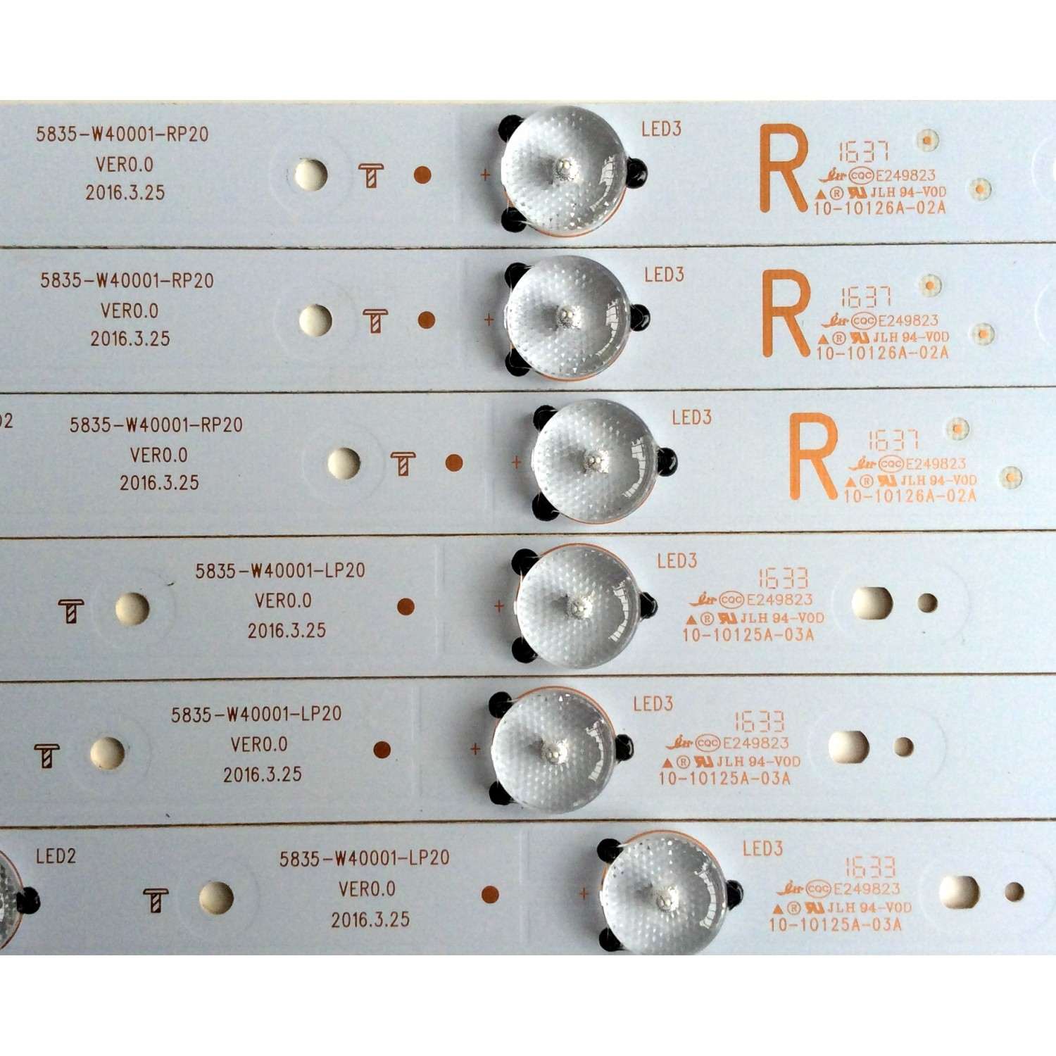 KIT DE LED´S PARA TV LG (6 PIEZAS) NUMERO DE PARTE 5835-W40001-RP20 / 5835-W40001-LP20 / VER0.0 / 10-10126A-02A / 10-10125A-03A / PANEL RDL400FY(QD0-406)REV.00 / MODELO 40LH500-UA - Imagen 4