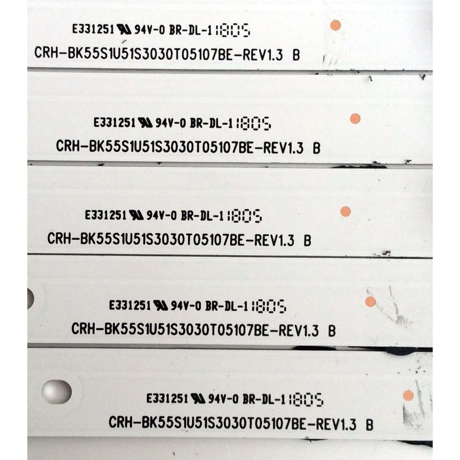 KIT DE LED´S PARA TV (5 PIEZAS) / HISENSE CRH-BK55S1U51S3030T05107BE-REV1.3 B / L05BY162K21D83F-B1 / 1187275 / PANEL`S HD550S1U51-T0\S1\GM\ROH 228720 / HD550S1U51-T0 / MODELO 55H6E - Imagen 2