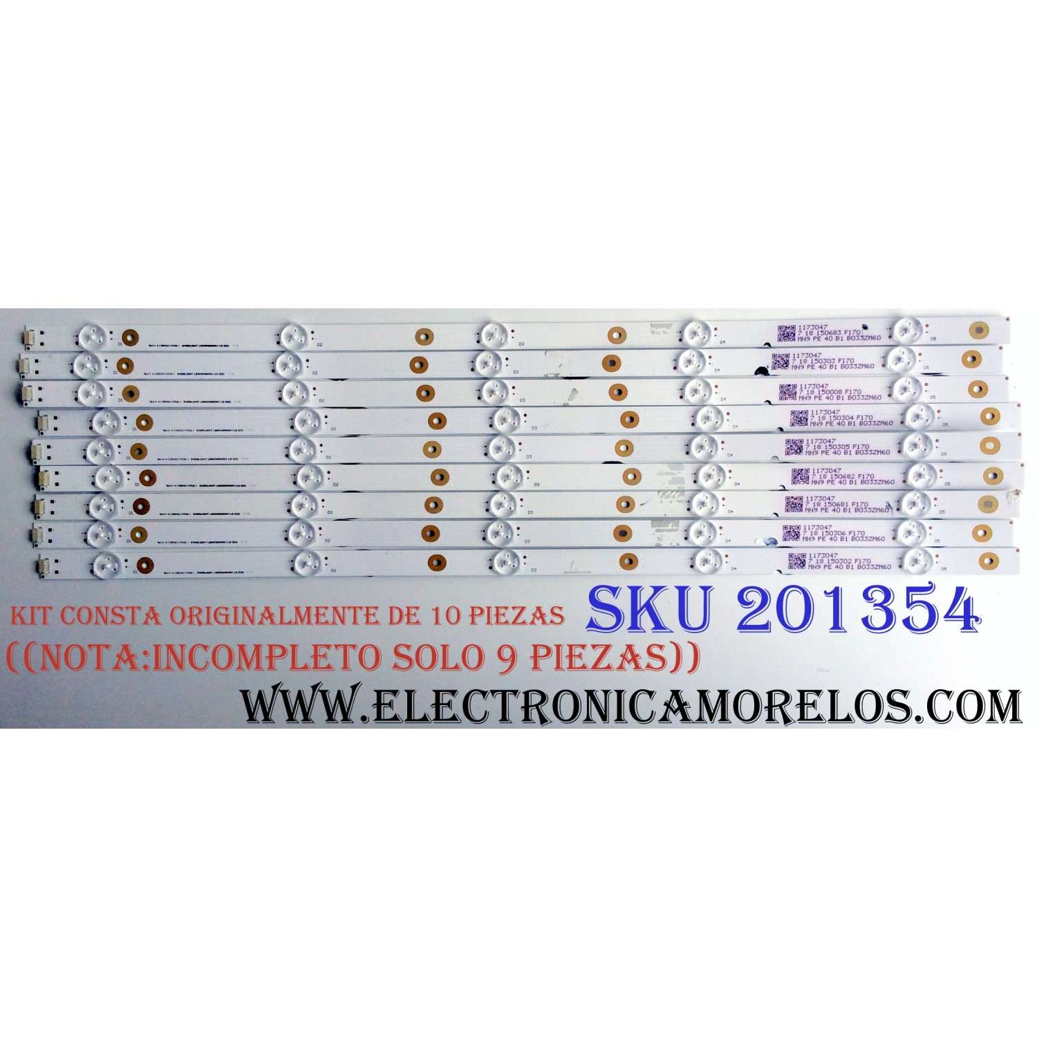 KIT DE LED´S PARA TV (SOLO 9 PIEZAS) / HISENSE LBM550M0501-LE-5(0) / 1173047 / B021ZM60 / E355813 YFPCB-1 / PANEL`S HD550K3U51\S6\GM\ROH / HD550K3U51 / MODELOS FM55H6D / 55H6D