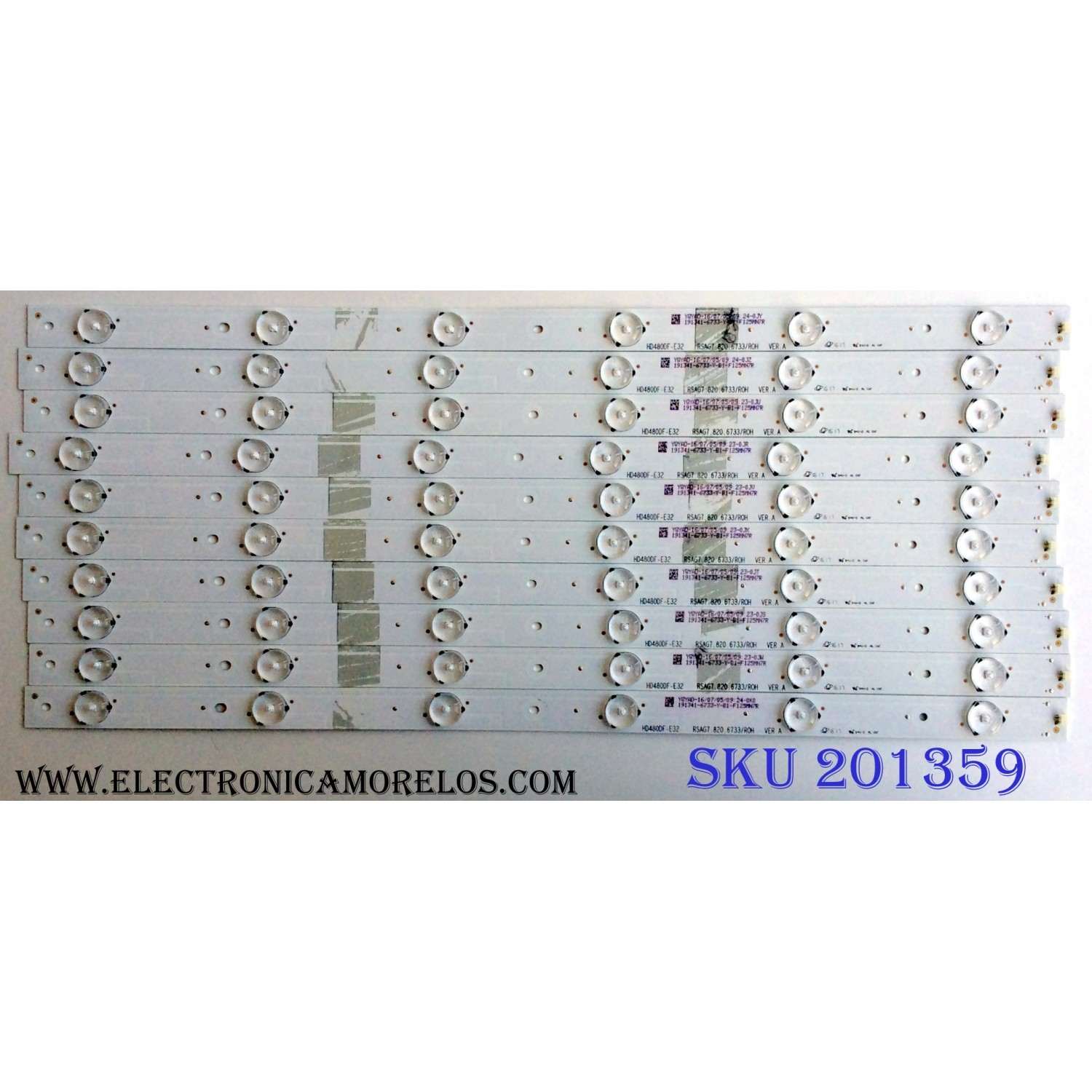 KIT DE LED'S PARA TV INSIGNIA (10 PIEZAS) / NUMERO DE PARTE HD480DF-E32 / RSAG7.820.6733/ROH VER.A / 191341 / PANEL HD480DF-E32(010)\S2\GM\ROH / MODELOS NS-48D420NA16 / NS-48D510NA17