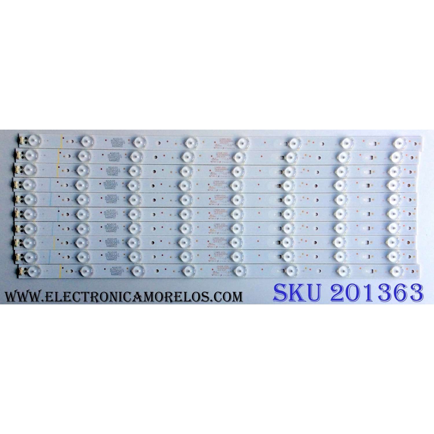 KIT DE LED´S PARA TV (10 PIEZAS) / HITACHI 30349008202 / LE49D8-01(A) / 171125A14 / 49000M22 / 1010187183-3 / PANEL LSC490FN02-W / MODELO 49C61