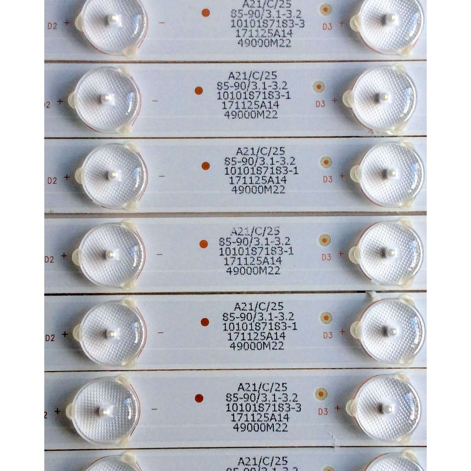 KIT DE LED´S PARA TV (10 PIEZAS) / HITACHI 30349008202 / LE49D8-01(A) / 171125A14 / 49000M22 / 1010187183-3 / PANEL LSC490FN02-W / MODELO 49C61 - Imagen 3