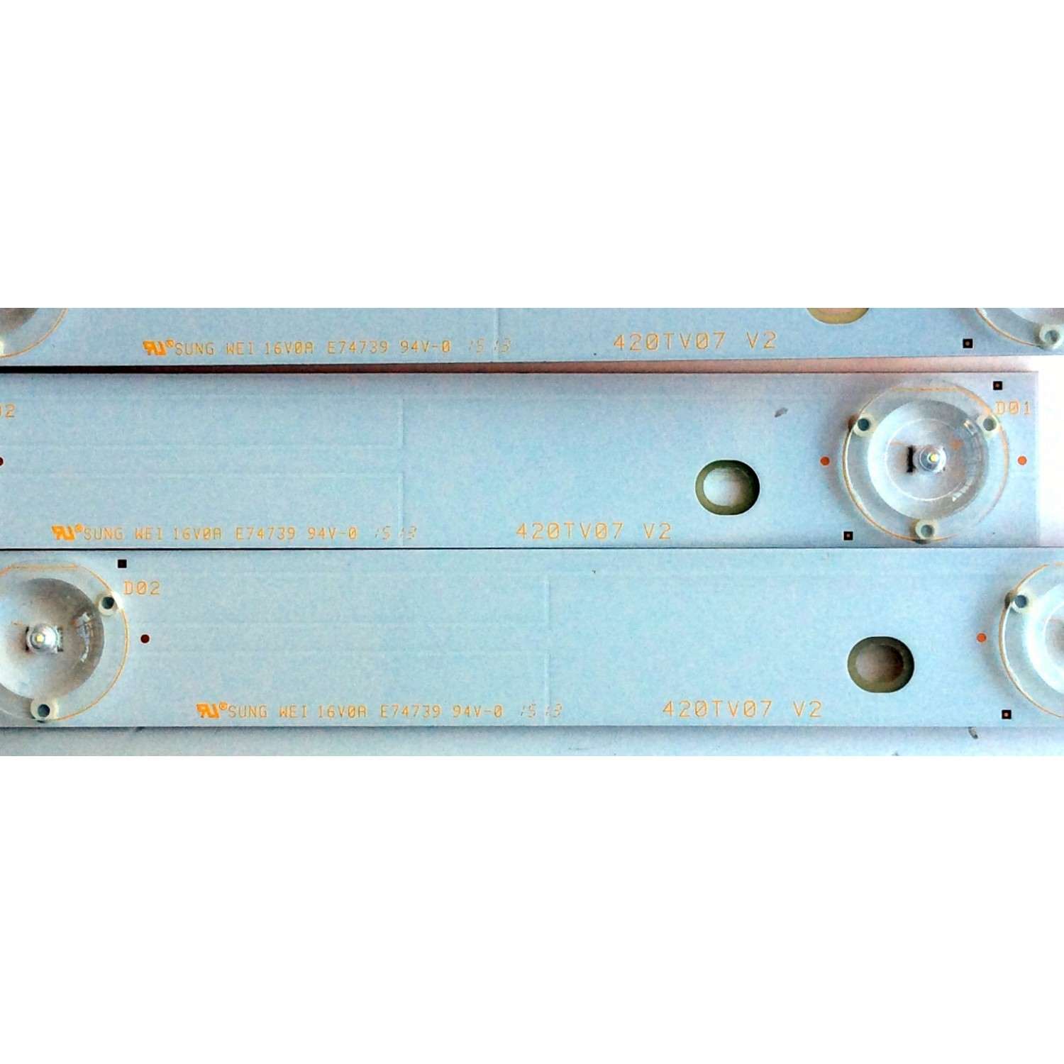 KIT DE LED`S PARA TV (3 PIEZAS) / INSIGNIA 420TV07 V2 / SUNG WEI 16V0A E74739 94V-0 / YX-42S25E06-4DDN1-0-C-55D / PANEL T430HVN01.7 / MODELO NS-43D420NA16 - Imagen 3