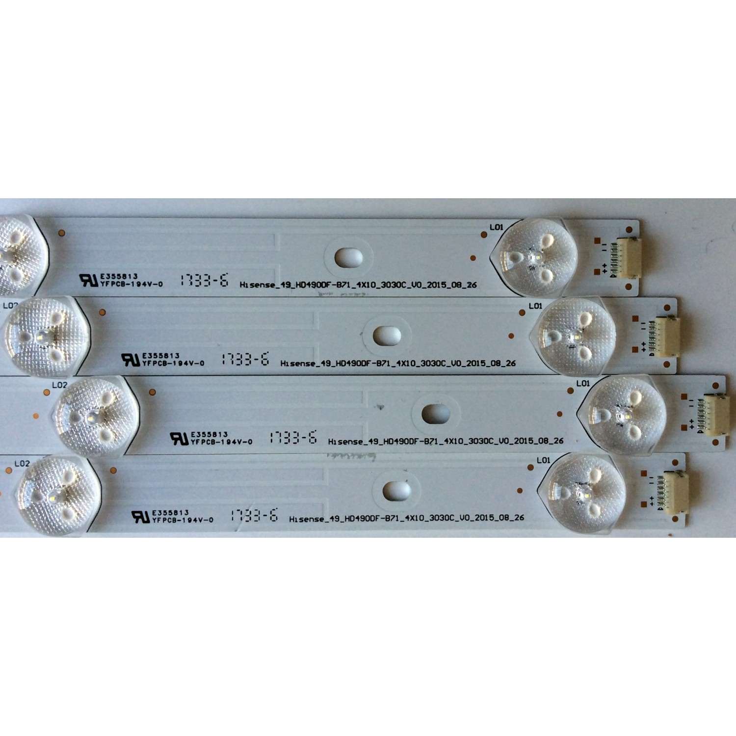 KIT DE LED´S PARA TV (4 PIEZAS) / INSIGNIA 1181835 / 121MA31RR-B1 / HE490FK05871 / E355813 / HISENSE_49_HD4900F-B71_4X10_3030C_V0_2015_08_26 / PANEL HD490K3F81-L1\S0\BBY\GM\ROH 218273 / MODELO NS-49DR420NA18 - Imagen 5