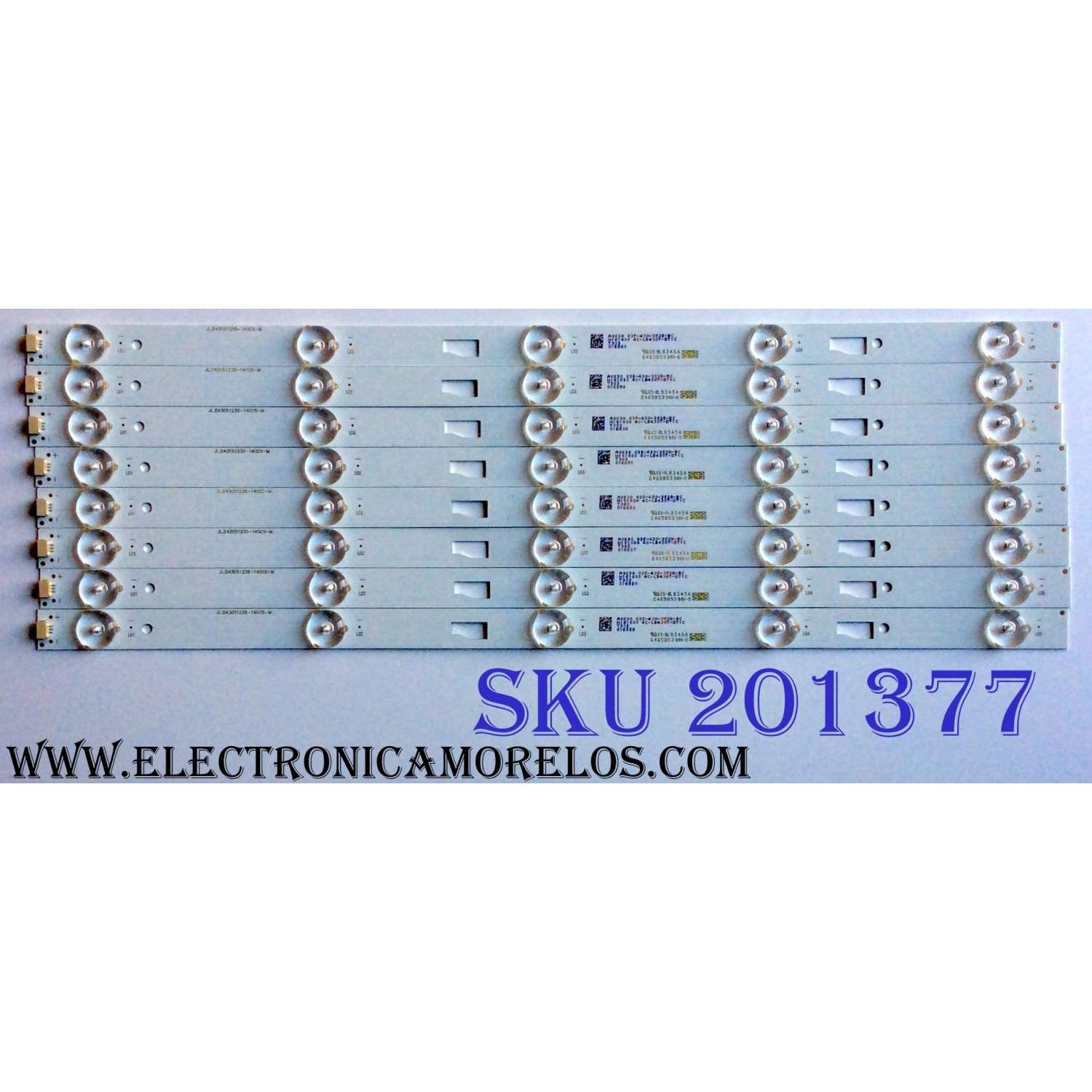 KIT DE LED´S PARA TV (8 PIEZAS) / JL.D43051235-140CS-M / 4C-LB430T-DT1C / E465853 / 035-430-3528-BC / N151030 T303 / PANEL LVW430LGDX E1 V5 / MODELO ¨43¨