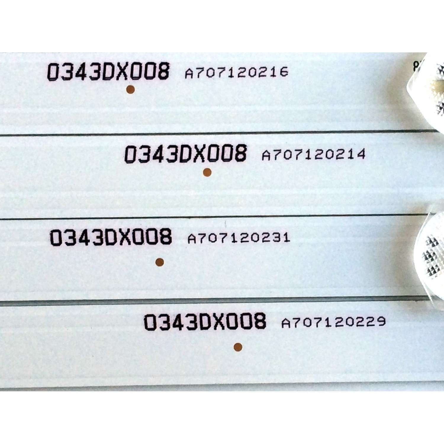 KIT DE LED´S (4 PIEZAS) / ELEMENT 3P43DX005-A0 / 0343DX008 / A707120229 / A707120231 / A707120214 / A707120216 / E471763 / PANEL MD4312YTAU / MODELO E4SFC4317 - Imagen 3