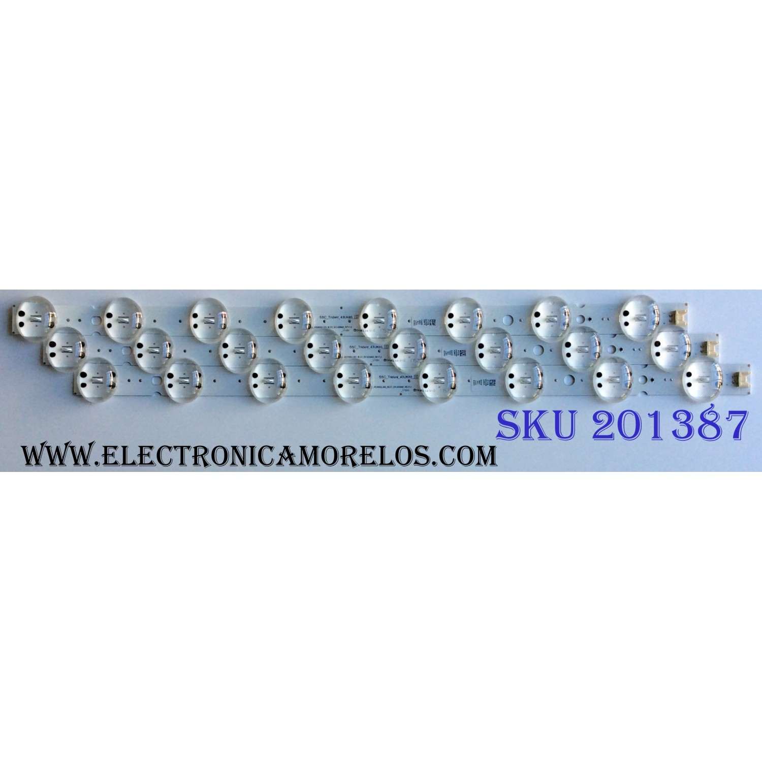 KIT DE LED´S PARA TV (3 PIEZAS) / LG SSC_Trident_43UK65_S / EAV63992501 / SSC_43UK65(LGD)_8LED_SVL430A62_REV1.0_171201 / PTFB 24W2B / PTFB24W2B / _171201 / EAV6 3992 501 LGD 43062 / PANEL HC430DQG-SLUR2-914X / 43UK6500AUA BUSWLJM