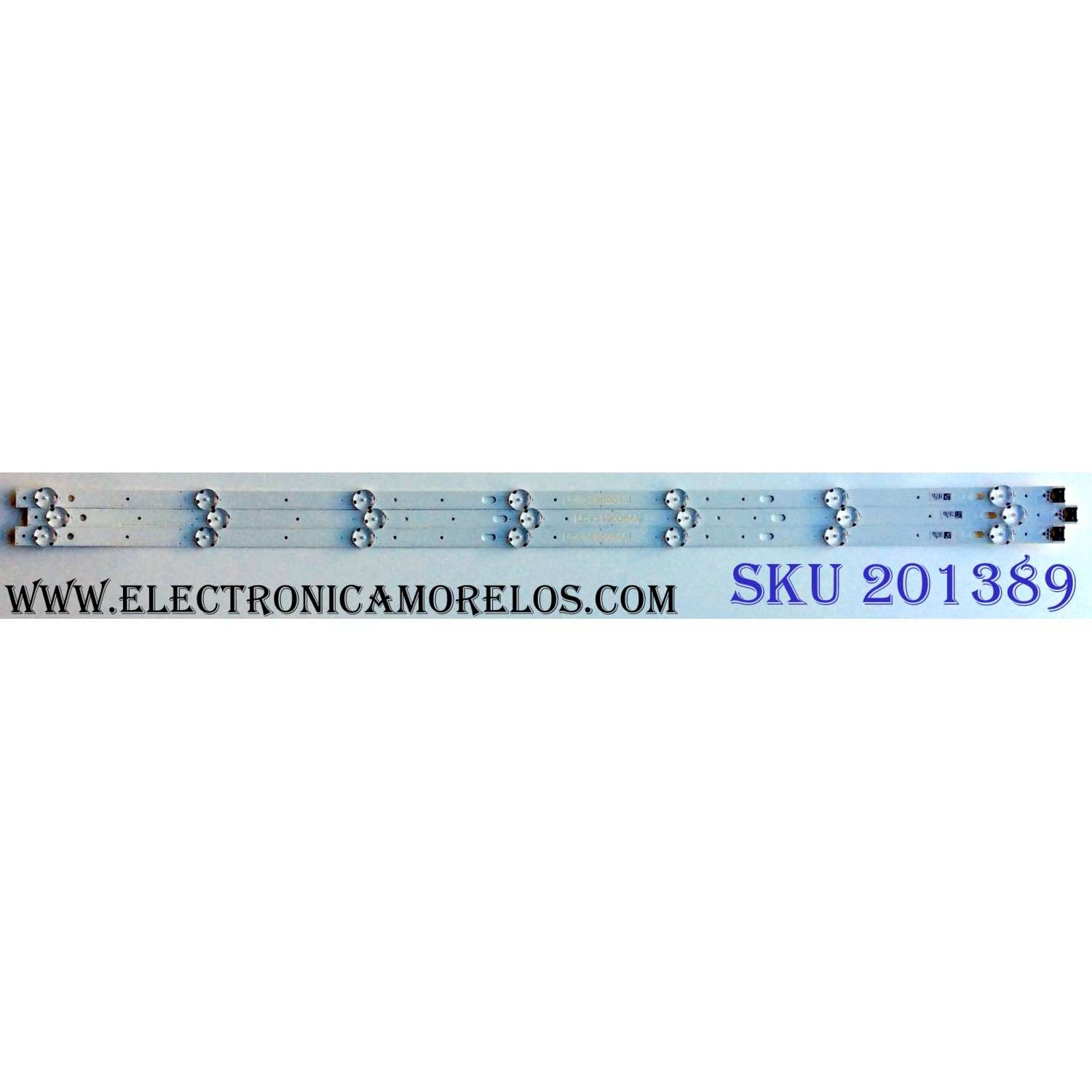 KIT DE LED´S PARA TV (3 PIEZAS) / LG LC43490064A / AG-D1 / 94V-0 / 1736 / WOOREE 43inch FHD_LED Array_A-Type_161024 / K74B / 6HMA / LC4349 / 0064A / BOE / PANEL NC430DUE-ABFX1 / MODELO 43LJ5500-UA BUSYLJM