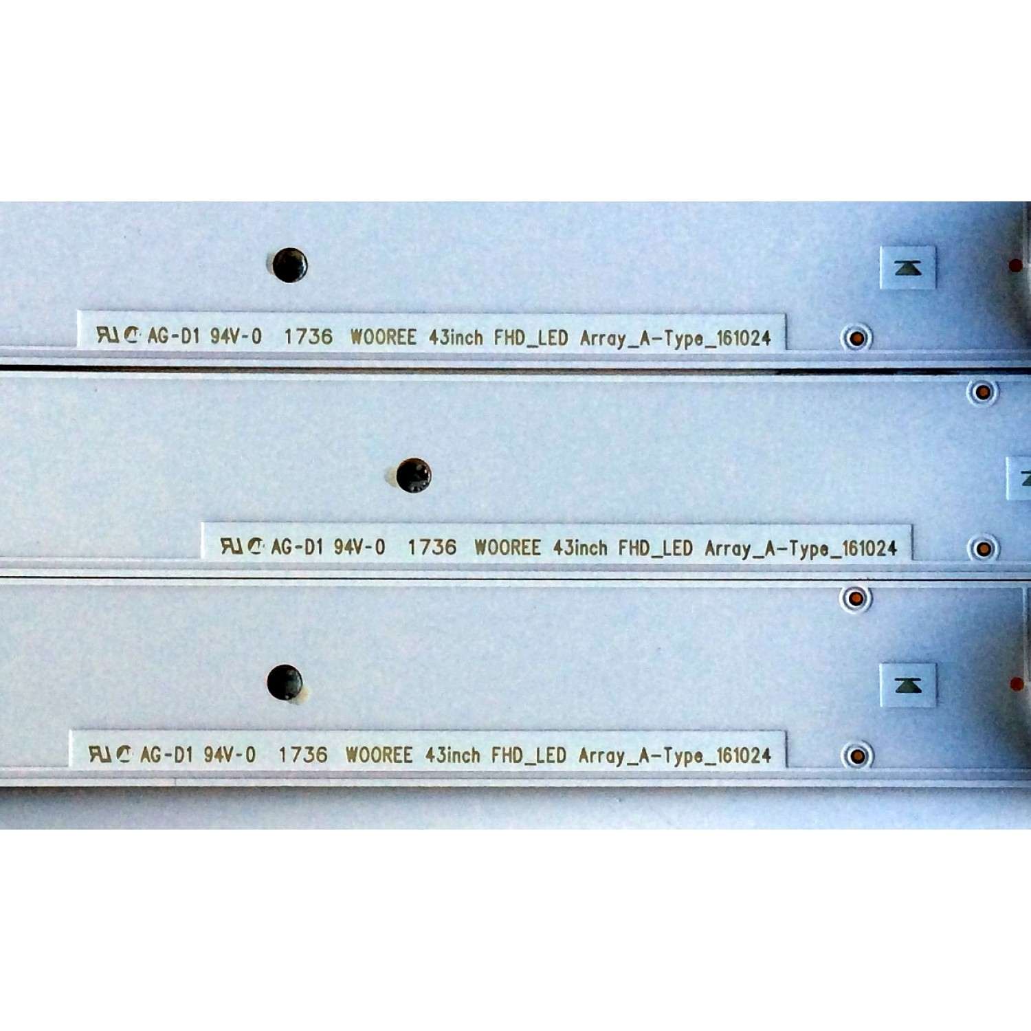 KIT DE LED´S PARA TV (3 PIEZAS) / LG LC43490064A / AG-D1 / 94V-0 / 1736 / WOOREE 43inch FHD_LED Array_A-Type_161024 / K74B / 6HMA / LC4349 / 0064A / BOE / PANEL NC430DUE-ABFX1 / MODELO 43LJ5500-UA BUSYLJM - Imagen 3