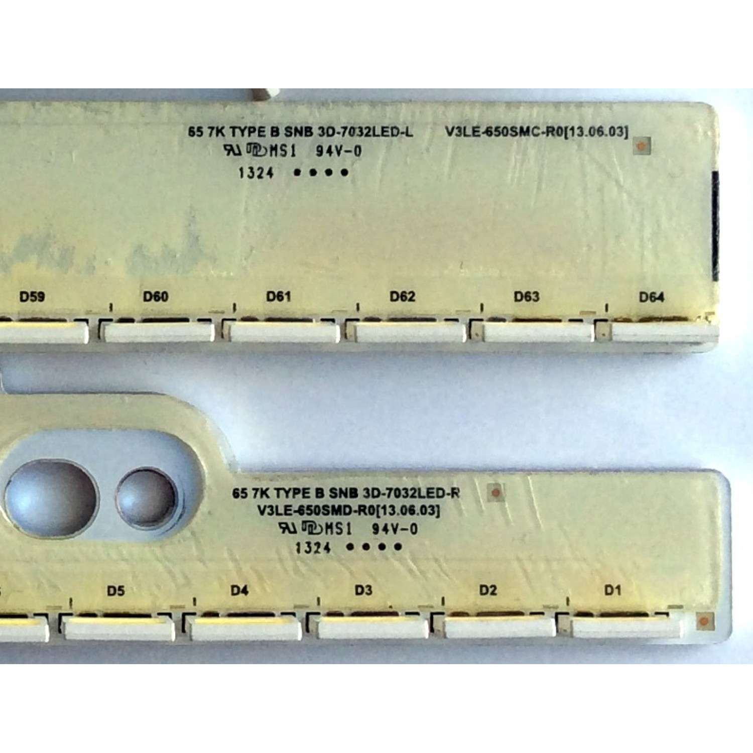 KIT DE LED´S PARA TV (4 PIEZAS) / SAMSUNG / 3D-7032LED-L / V3LE-650SMC-R0 / 3D-7032LED-R / V3LE-650SMD-R0 / 65FHZW / BN96-28865A / BN96-28866A / BN96-28867A / BN96-28868A / 65 7K TYPE B / 65 7K TYPE A / PANEL CY-SF650DSLV1H / MODELO UN65F7100AFXZA TH02 - Imagen 4