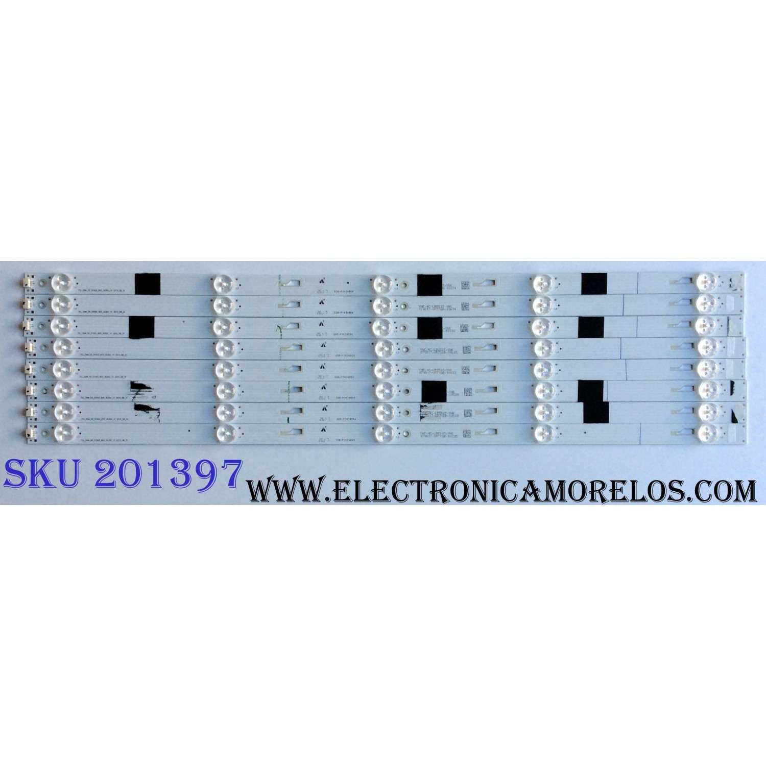 KIT DE LED´S PARA TV TOSHIBA ((8 PIEZAS)) / NUMERO DE PARTE 4C-LB550T-YHK / TCL_ODM_55_D1500_8X5_3030C_V1 / 070817-UR7XGB-00614 / YHE-4C-LB550T-YHK / PANEL LVF550CSDX E11 V7 / MODELO 55L510U18