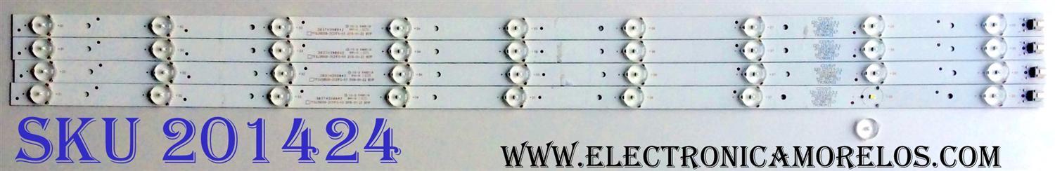 KIT DE LED´S PARA TV (4 PIEZAS) / ELEMENT TFGJ39D09-ZC21FG-03 / E469119 / 303TH390042 / C23/D/7 / 120-125/3.0-3.1 / 2010014957-3 / TH390M11 / 160308A6 / 910-390-1017 / PANEL T390HVN01.0 / MODELO ELEFW3916