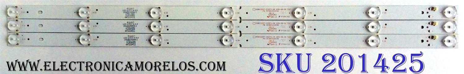 KIT DE LED´S PARA TV (3 PIEZAS) / ELEMENT KSKK32D07-ZC21FG-04 / 303KK320036 / E320262 / PY64152 / E22/E/7 / 120-125-3.9-3.0 / 2010024994-2 / 170115A5 / 21005583 / KK320M11 / PANEL HV320WHB-N81 / MD3238YTBH / MODELO ELEFW328 
