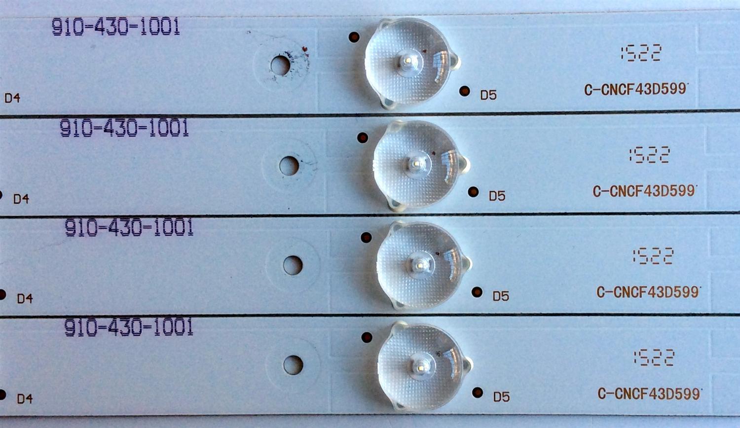 KIT DE LED´S PARA TV (4 PIEZAS) / WESTINGHOUSE C-CNCF43D599 / 910-430-1001 / M2 120-1231M 3.2-3.4V / 3003-D65-DE022 / PANEL T430HVN01.0 / MODELOS WD43FC2380 / WD43FC2380 TW-01801-A043A - Imagen 4