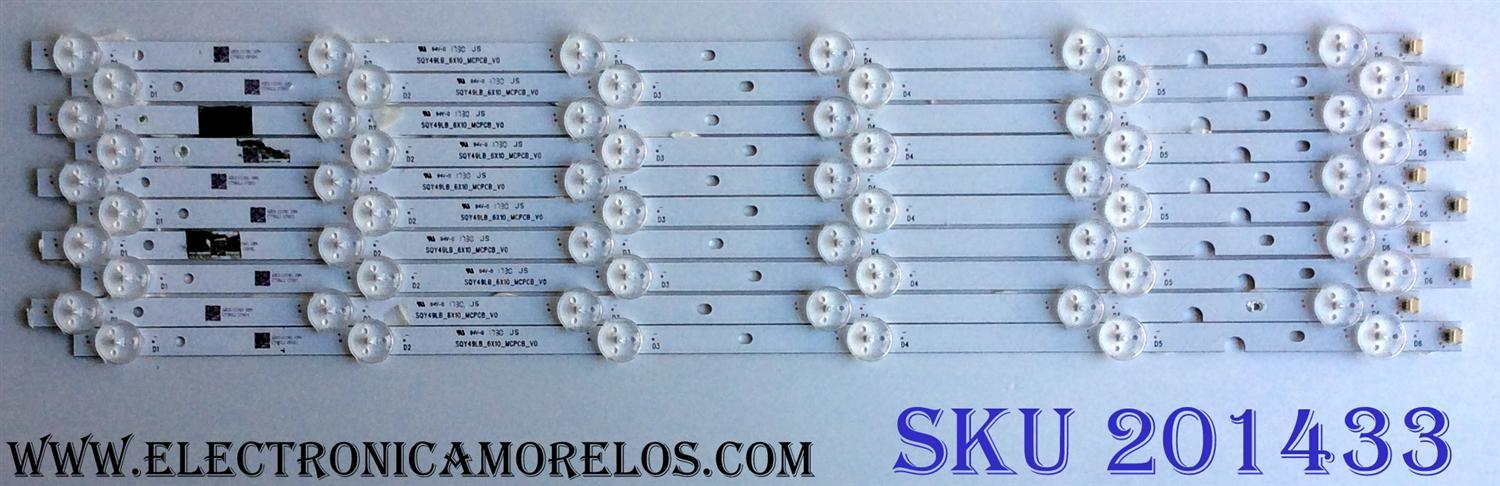 KIT DE LED´S PARA TV (10 PIEZAS) / ATYME SQY49LB_6X10_MCPCB_V0 / AE0110390 / C796L1 / SERIE K033LH7A101108 /  PANEL LSC490FN08 / MODELOS 490AM7UD K033LH7A / 490AM7UD