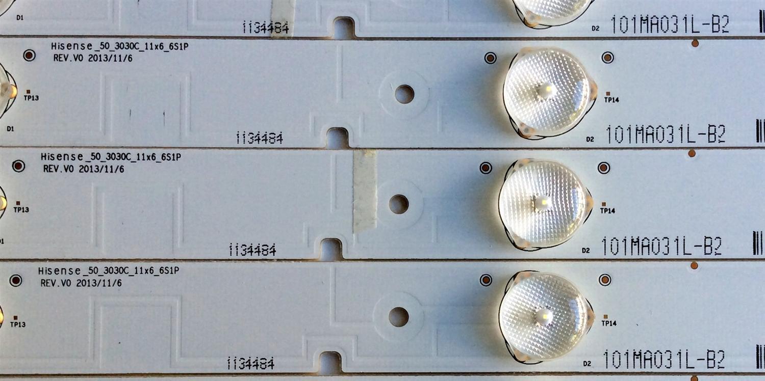 KIT DE LED´S PARA TV ((INCOMPLETO SOLO 9 PIEZAS)) / INSIGNIA HE50R6ZSM94J / 101MA031L-B2 / 1134484 / HISENSE_50_3030C_11x6_6S1P / PANEL HD500DF-B57(010)\T1\S1\GM\ROH / MODELO NS-50D550NA15	 - Imagen 4