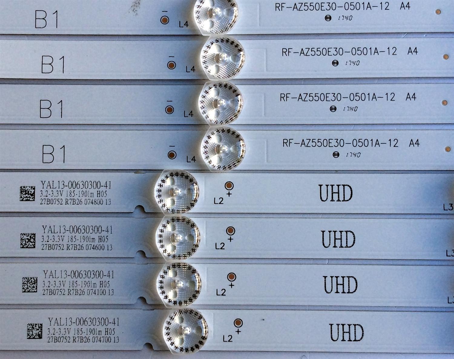 KIT DE LEDS ORIGINAL PARA TV LG 8 PIEZAS / NUMERO DE PARTE RF-AZ550E30-0601B-12 / RF-AZ550E30-0501A-12 / YAL13-00630300-41 / YAL13-00530300-24 / PANEL SDL550WY LD0-910 / SDL550WY LD0-911 / MODELO 55UJ6200-UA / 55UJ6200-UA.CUSYLH / 55UJ6200-UA.BWMYLJR - Imagen 2