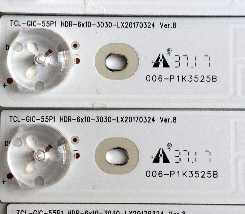 KIT DE LED´S PARA TV (12 PIEZAS) / TCL 006-P1K3525B / TCL-GIC-55P1 / YHA-4C-LB5506-YH06J / YHB-4C-LB5508-YH02J / HDR-6x10-3030-LX20170324 Ver.8 / PANEL LVU550ND1L / MODELO 55P605 - Imagen 5