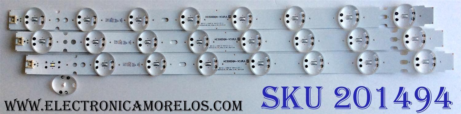 KIT DE LED´S PARA TV (3 PIEZAS) / LG HC500DQN-VCUR2 / HC500DQN-VCUR/L / SS_50UK63/65_INX_25mm_2.3P1_20171120 / EAJ64451101 / MODELO 50UK6500AUA	