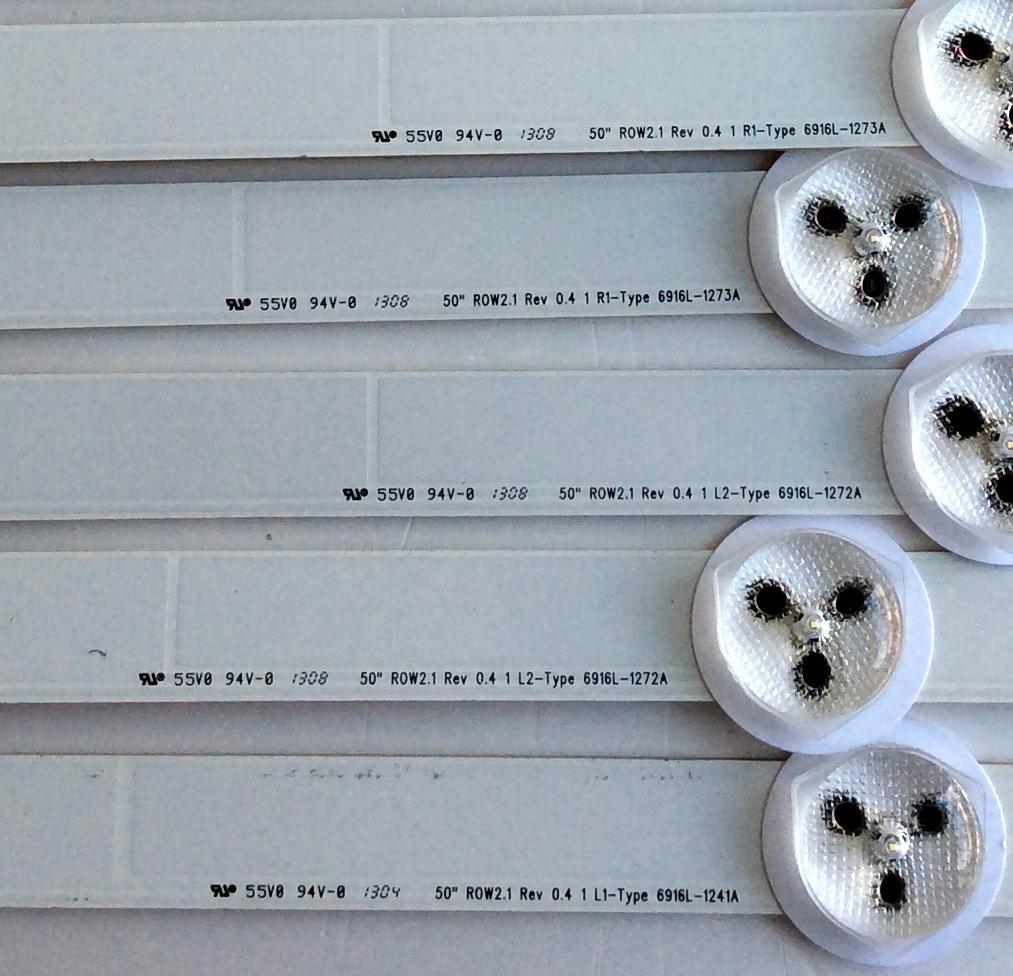 KIT DE LED´S PARA TV (9 PIEZAS) / LG 6916L-1241A / 6916L-1273A / 6916L-1272A / 6916L-1276A / PANEL LC500DUE (SF)(R2) / MODELO 50LA6200-UA / NOTA IMPORTANTE DOS TIRAS NO SON IGUAL PERO SI COMPATIBLES / MAS MODELOS Y PANELES EN DESCRIPCION - Imagen 2