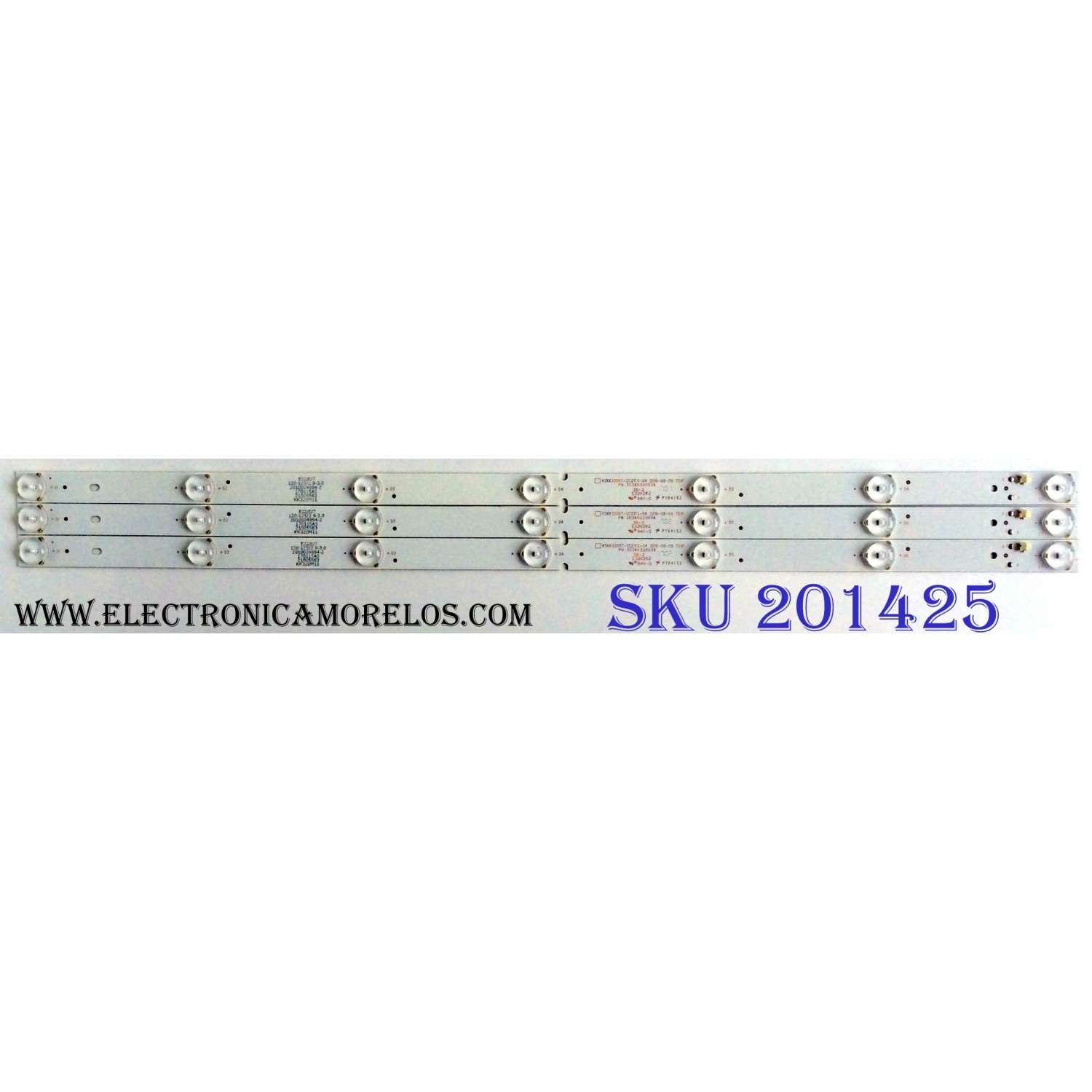 KIT DE LED´S PARA TV (3 PIEZAS) / ELEMENT KSKK32D07-ZC21FG-04 / 303KK320036 / E320262 / PY64152 / E22/E/7 / 120-125-3.9-3.0 / 2010024994-2 / 170115A5 / 21005583 / KK320M11 / PANEL HV320WHB-N81 / MD3238YTBH / MODELO ELEFW328 