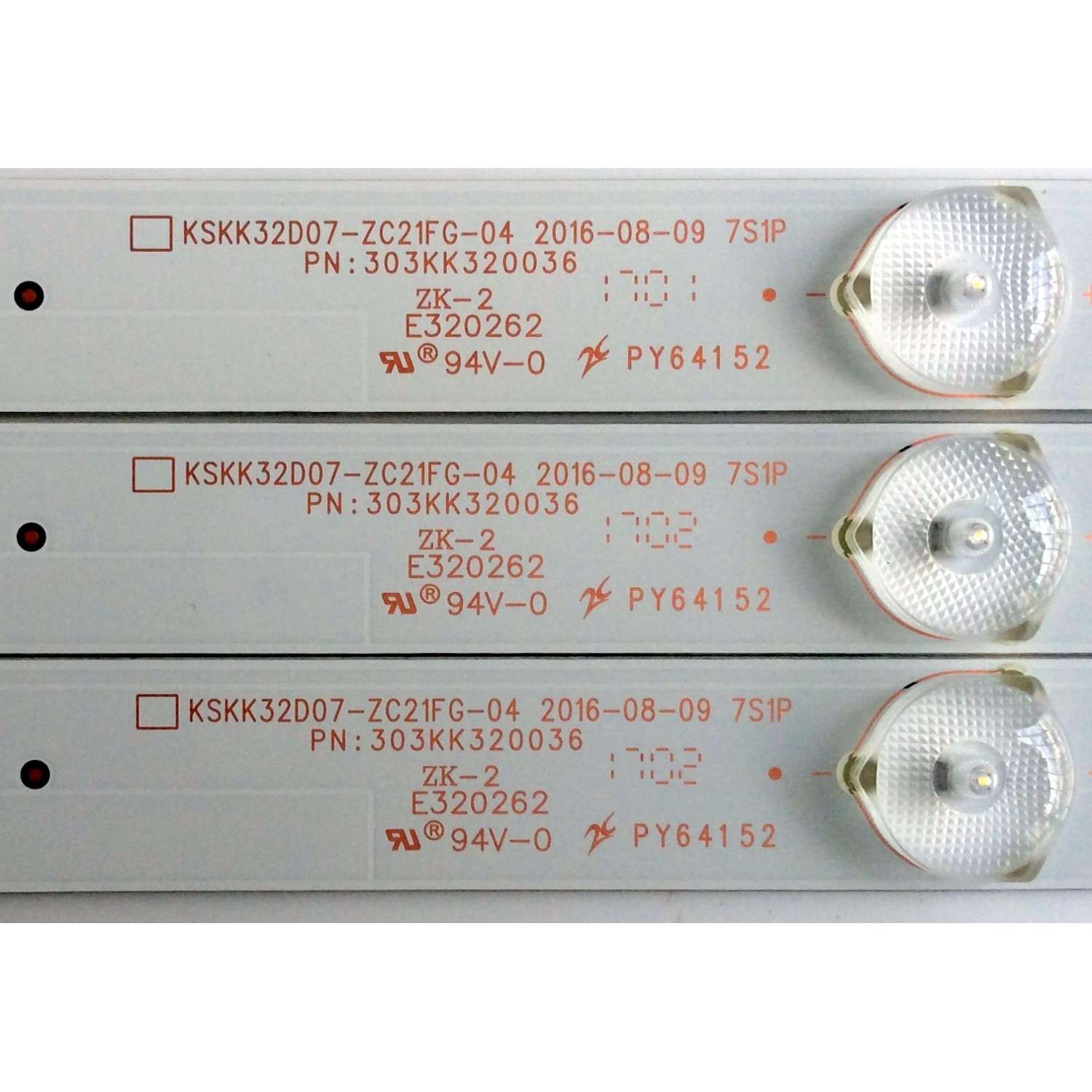 KIT DE LED´S PARA TV (3 PIEZAS) / ELEMENT KSKK32D07-ZC21FG-04 / 303KK320036 / E320262 / PY64152 / E22/E/7 / 120-125-3.9-3.0 / 2010024994-2 / 170115A5 / 21005583 / KK320M11 / PANEL HV320WHB-N81 / MD3238YTBH / MODELO ELEFW328  - Imagen 2