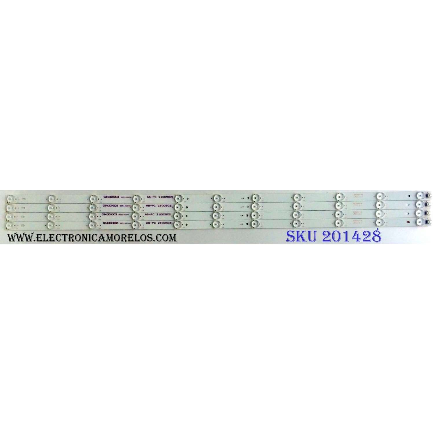 KIT DE LED´S PARA TV (4 PIEZAS) / WESTINGHOUSE 3P43DX0004-A0 / E341134 / A8-PC 21005021 / 0343DX003 / B651453 / PANEL MD4301YTAU / MODELO WD43UB4530 TW-06401-A043D