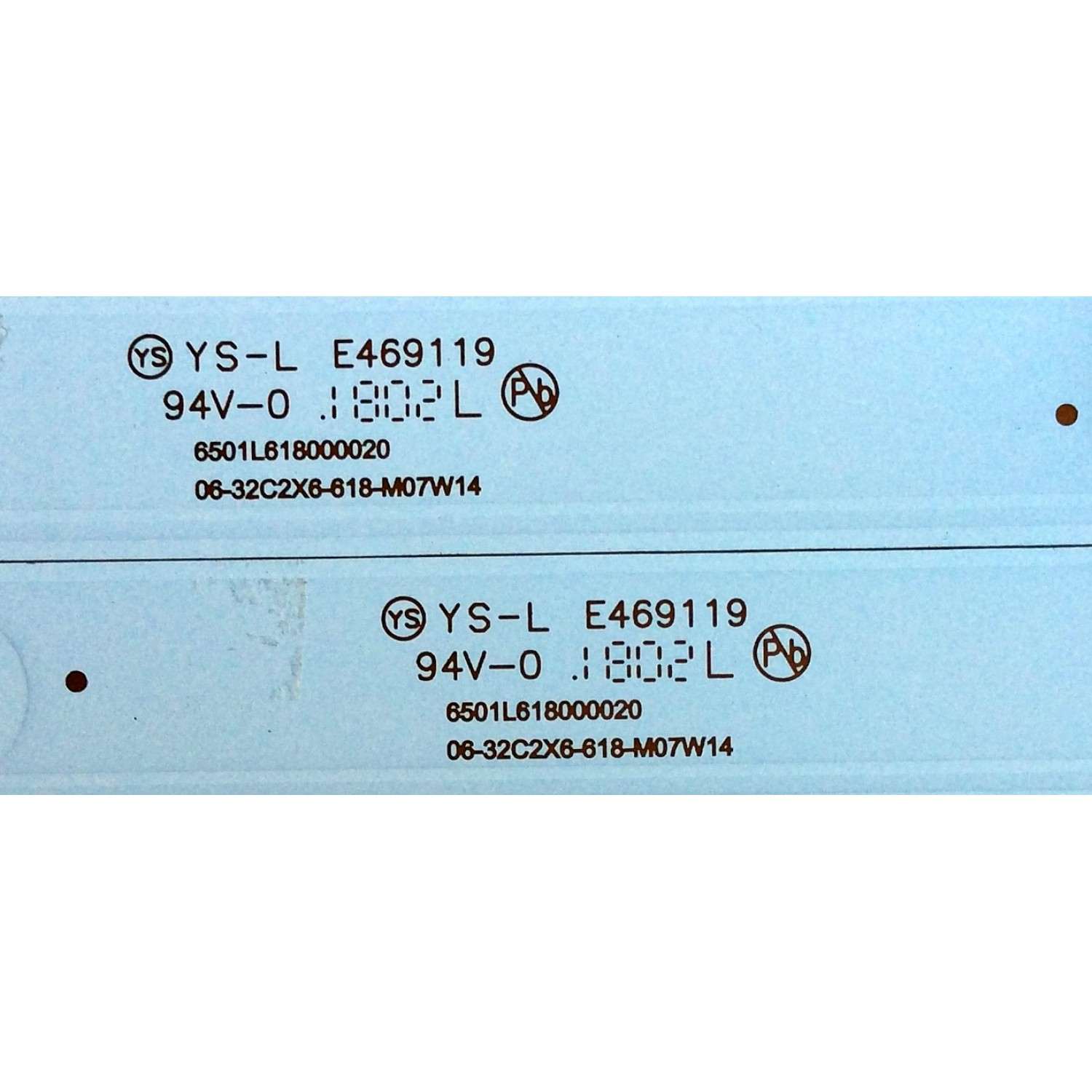 KIT DE LED´S PARA TV (2 PIEZAS) / ELEMENT 6501L618000020 / 06-32C2X6-618-M07W14 / 230132C1N00270 / YF-J52L003JB3D-0001 / PANEL JLTY315A082 / MODELO ELEFW328 - Imagen 3