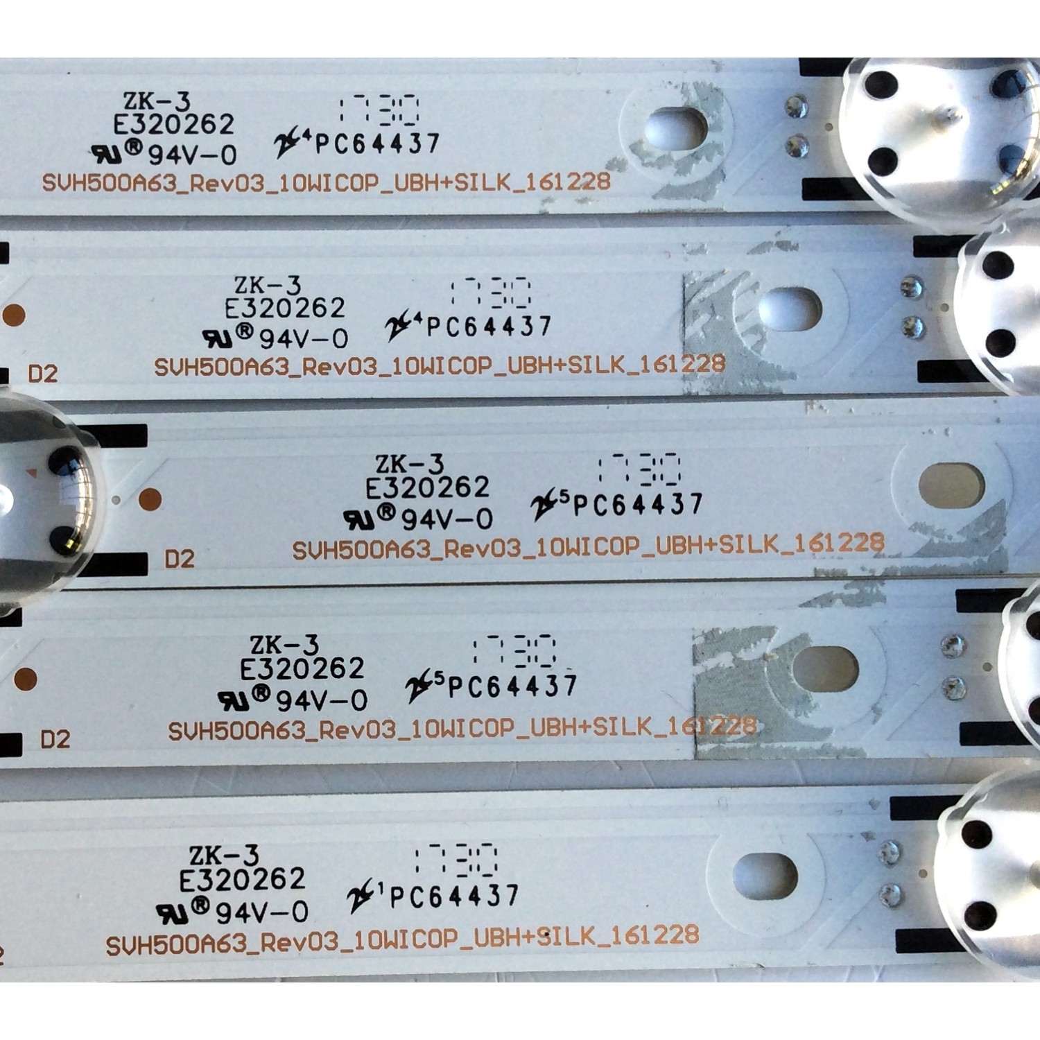 KIT DE LEDS ORIGINAL PARA TV SHARP 5 PIEZAS / SVH500A63_Rev03_10WICOP_UBH+SILK_161228 / G4B108B1 / 1177748 / PANEL´S HD500K3U53\S0\XP\BBY\GM\ROH / HD500K3U53\S2\XP\BBY\GM\ROH / MODELO LC-50LBU591U - Imagen 3