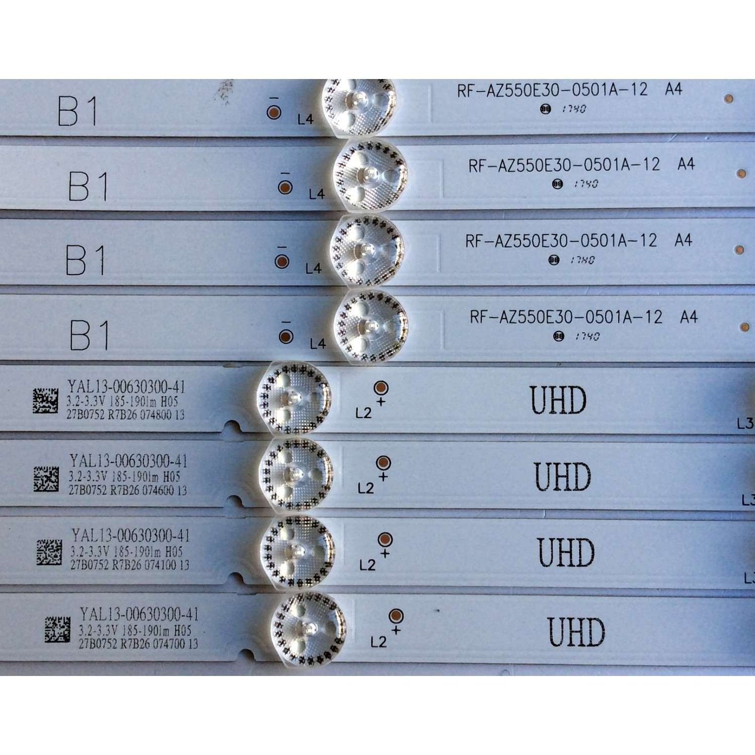KIT DE LEDS ORIGINAL PARA TV LG 8 PIEZAS / NUMERO DE PARTE RF-AZ550E30-0601B-12 / RF-AZ550E30-0501A-12 / YAL13-00630300-41 / YAL13-00530300-24 / PANEL SDL550WY LD0-910 / SDL550WY LD0-911 / MODELO 55UJ6200-UA / 55UJ6200-UA.CUSYLH / 55UJ6200-UA.BWMYLJR - Imagen 2