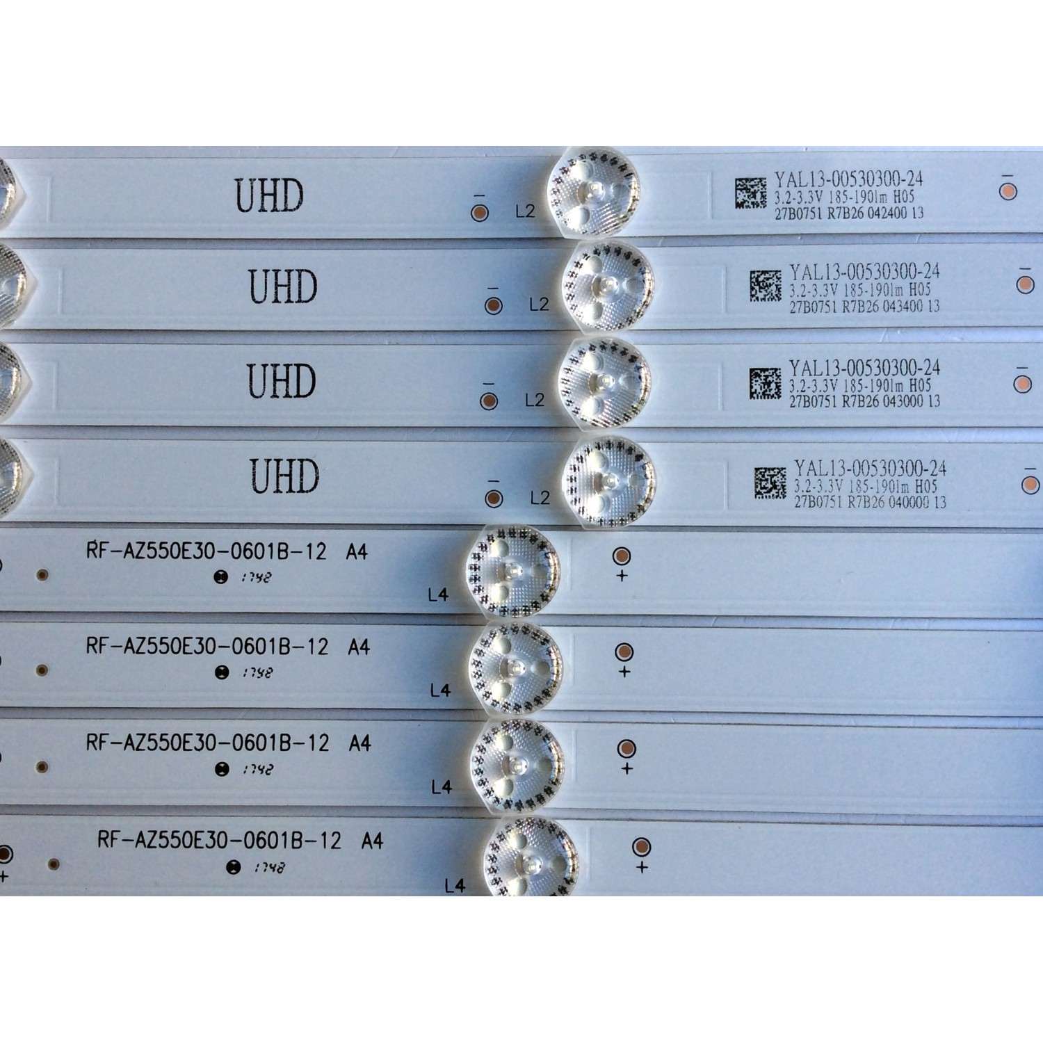 KIT DE LEDS ORIGINAL PARA TV LG 8 PIEZAS / NUMERO DE PARTE RF-AZ550E30-0601B-12 / RF-AZ550E30-0501A-12 / YAL13-00630300-41 / YAL13-00530300-24 / PANEL SDL550WY LD0-910 / SDL550WY LD0-911 / MODELO 55UJ6200-UA / 55UJ6200-UA.CUSYLH / 55UJ6200-UA.BWMYLJR - Imagen 4