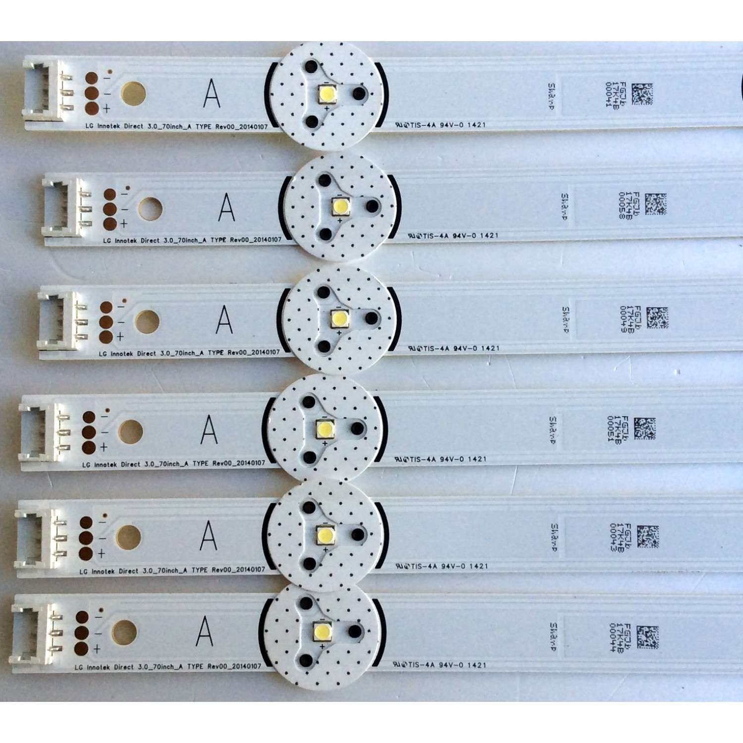 KIT DE LED´S PARA TV / NOTA IMPORTANTE:KIT CUENTA ORIGINALMENTE DE 24 PIEZAS (INCOMPLETO SOLO 21 PIEZAS) / LG HC700CUF-VHHD1-11XX / 3.0_70INCH_A TYPE REV00 / 3.0_70INCH_B TYPE REV00 / 3.0_70INCH_C TYPE REV00 / 20140107 / MODELOS 70LB7100-UC.AUSMLJR - Imagen 4