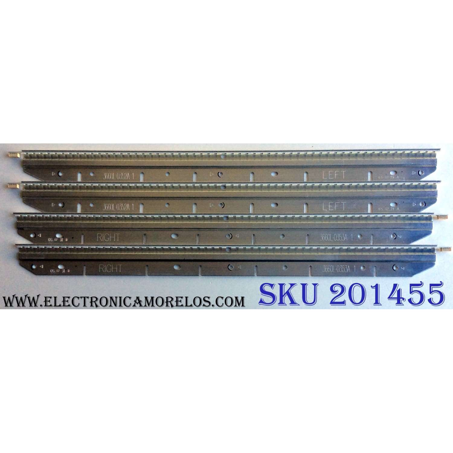 KIT DE LED´S PARA TV / ( 4 PIEZAS ) / SONY LK520D3LB1S / RUNTK4339TP / 4339TP / SLED 090907 REV.1 / 3660L-0353A / 3660L-0352A / MODELO KDL-52EX701	