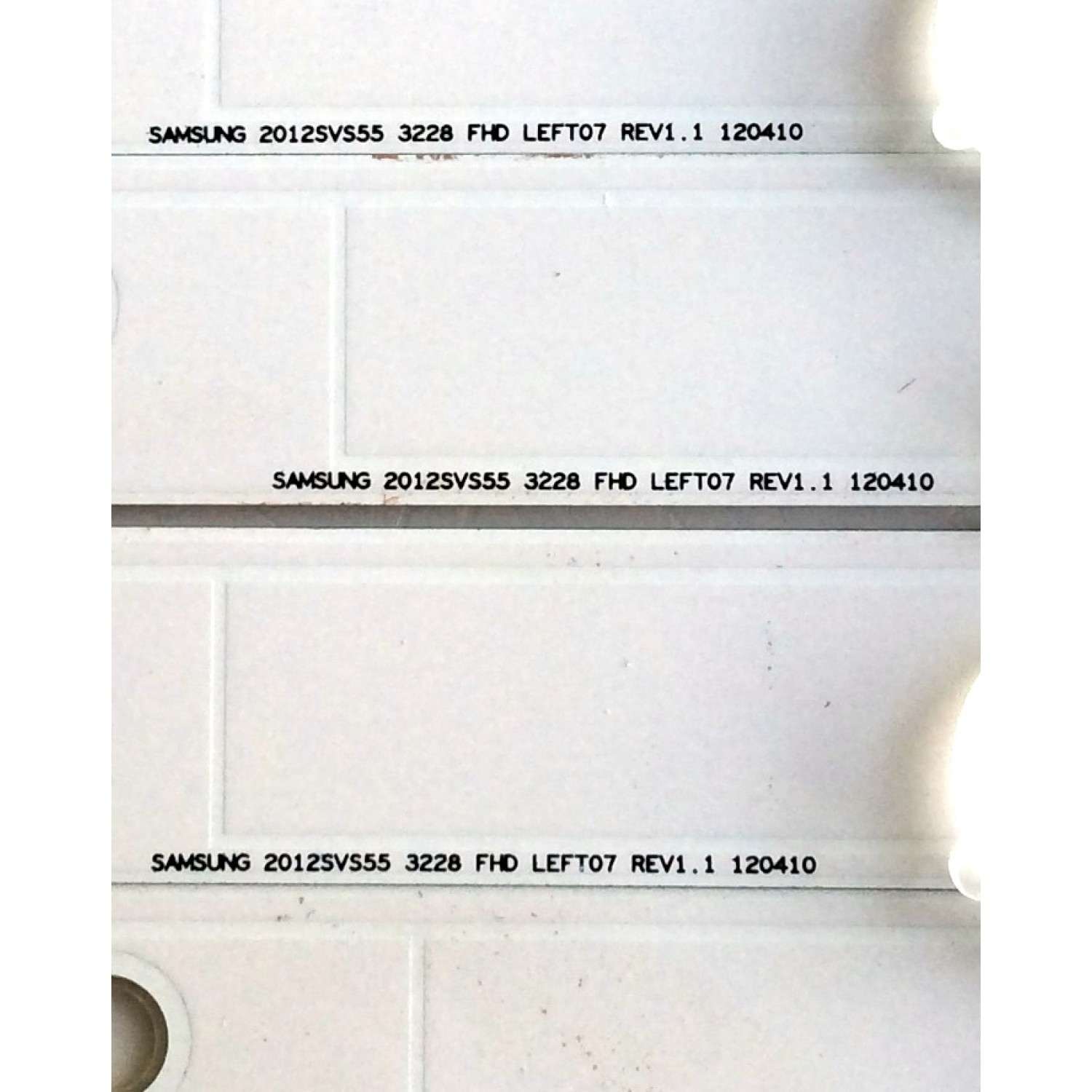 KIT DE LED´S PARA TV ((INCOMPLETO SOLO 13 PIEZAS)) / SAMSUNG 2012SVS55 3228 RIGHT07 REV1.1 120410 / SAMSUNG 2012SVS55 3228 FHD LEFT07 REV1.1 120410 / PANEL DE550CGM-C1 / MODELO UN55EH6001FXZA CH02 - Imagen 3