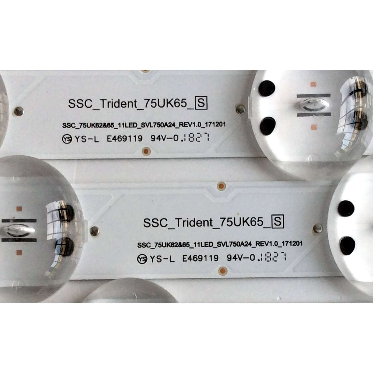 KIT DE LED´S PARA TV (5 PIEZAS) / LG EAV63992102 / EAV63992101 / SSC_Trident_75UK65_S / SSC_75UK62&amp;65_11LED_SVL750A24_REV1.0_171201 / NC750DQE-AAGR1 / MODELOS 75UK6190PUB / 75UK6570PUB - Imagen 2
