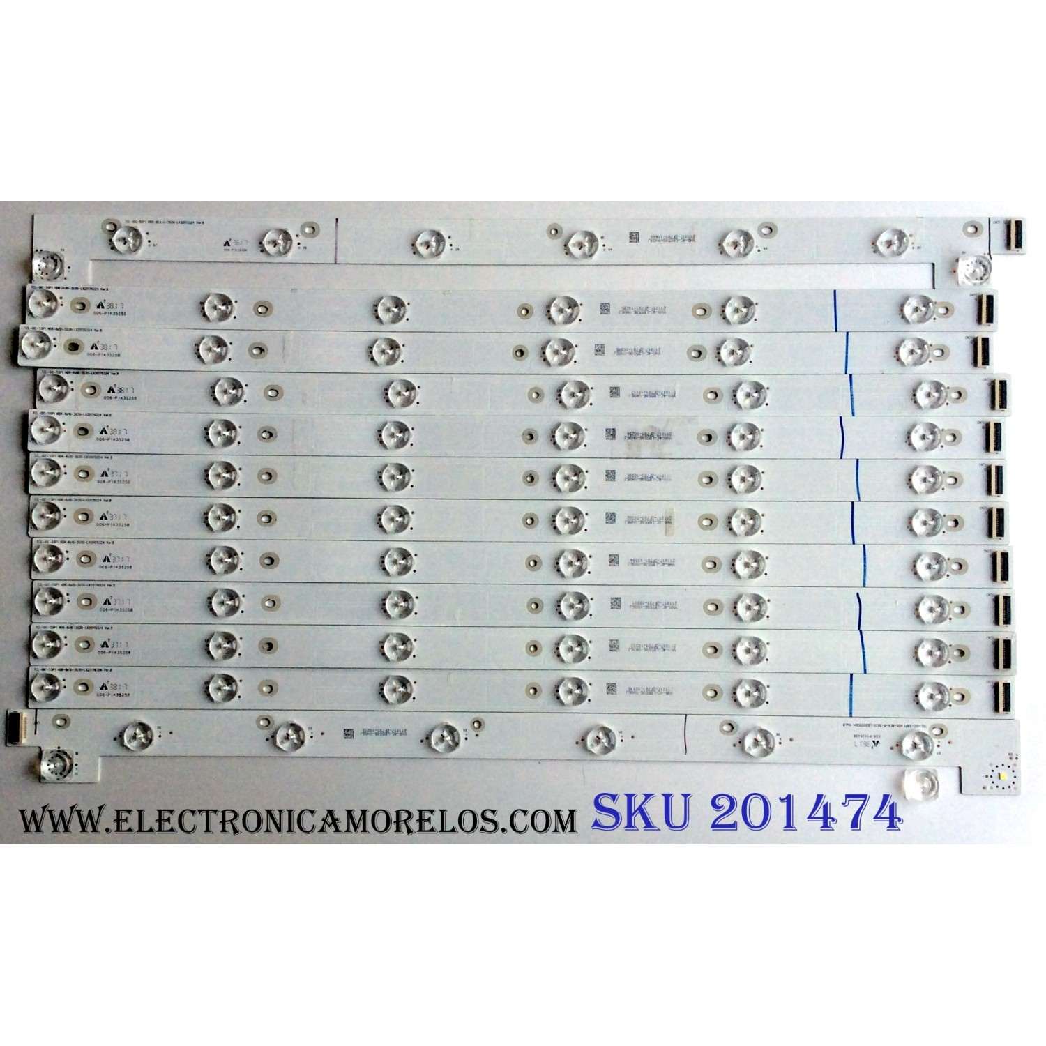 KIT DE LED´S PARA TV (12 PIEZAS) / TCL 006-P1K3525B / TCL-GIC-55P1 / YHA-4C-LB5506-YH06J / YHB-4C-LB5508-YH02J / HDR-6x10-3030-LX20170324 Ver.8 / PANEL LVU550ND1L / MODELO 55P605