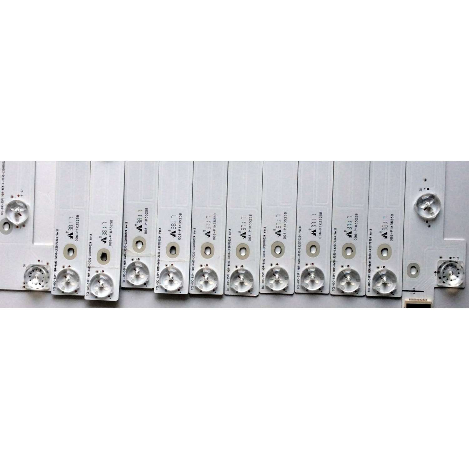 KIT DE LED´S PARA TV (12 PIEZAS) / TCL 006-P1K3525B / TCL-GIC-55P1 / YHA-4C-LB5506-YH06J / YHB-4C-LB5508-YH02J / HDR-6x10-3030-LX20170324 Ver.8 / PANEL LVU550ND1L / MODELO 55P605 - Imagen 3