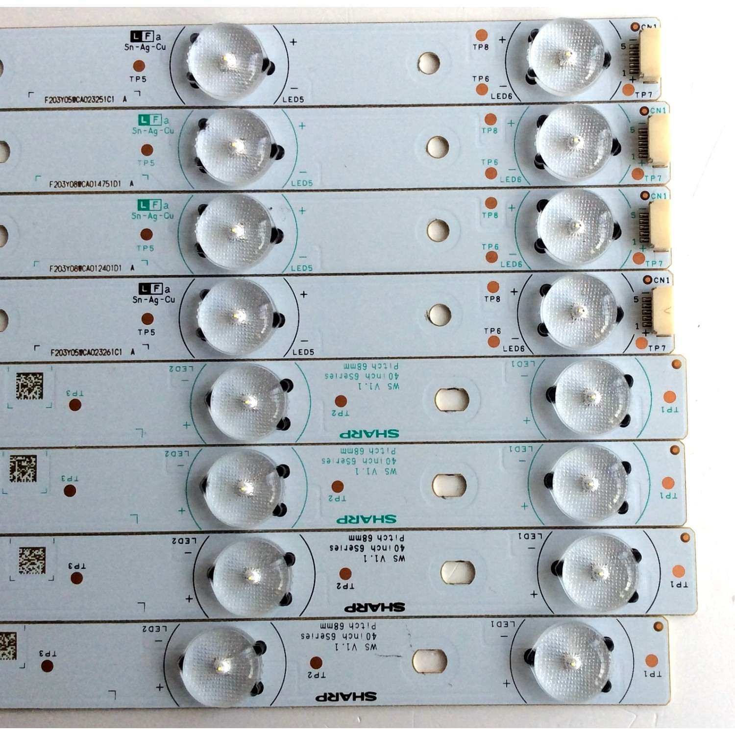 KIT DE LED'S PARA TV RCA (8 PIEZAS) / NUMERO DE PARTE E227809 / 40 INCH 6 SERIES / PITCH 68mm / WS V1.1 / PANEL'S LSC400HM06-12V / LSC400HJ01-12V / MODELO LED40C45RQ - Imagen 4