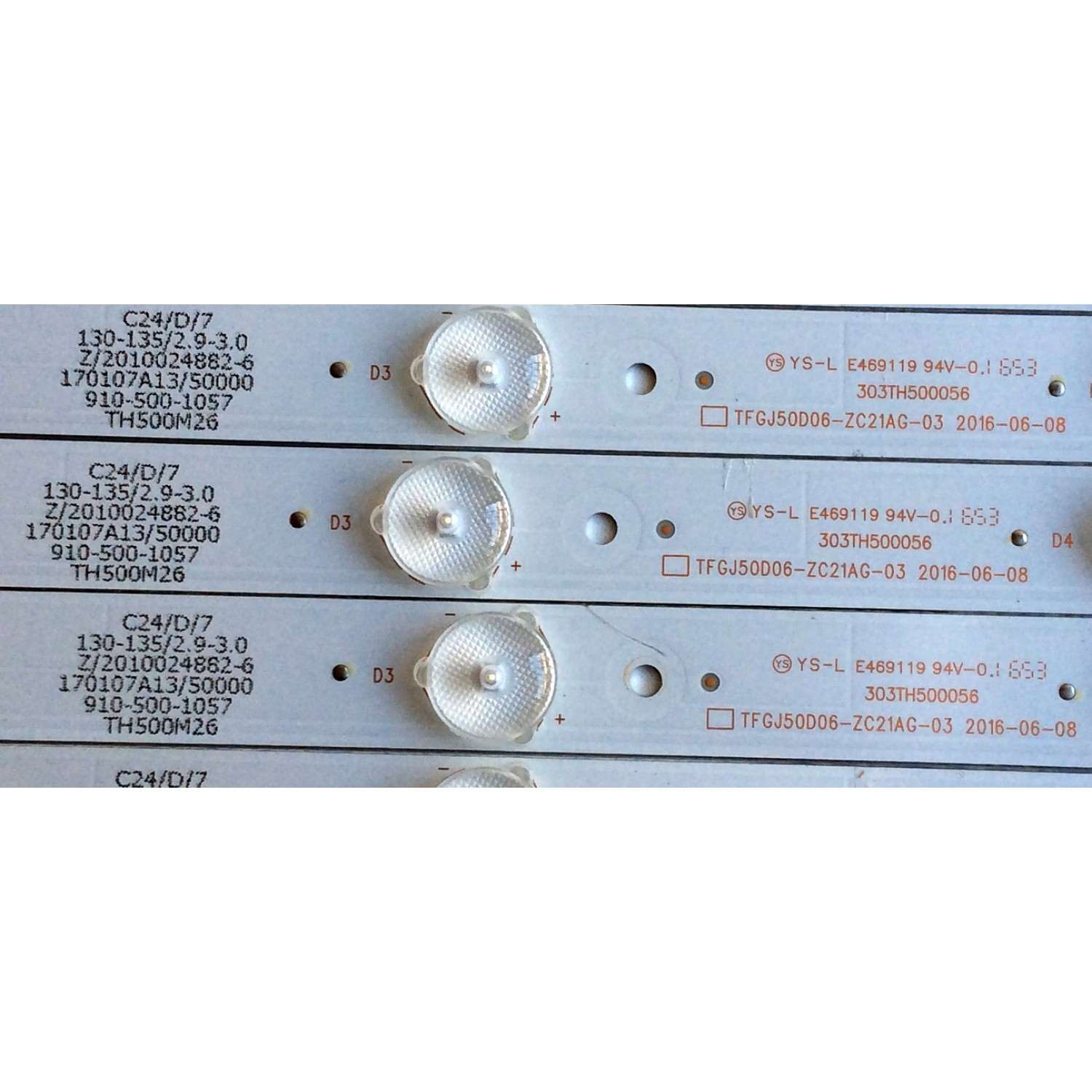 KIT DE LED´S PARA TV (7 PIEZAS ) / WESTINGHOUSE YS-L E469119 94V-0 / TFGJ50D06-ZC21AG-03 2016-06-08 / 303TH500056 / PANEL T500-DXA-DLED / MODELO WD50UC4300	 - Imagen 2