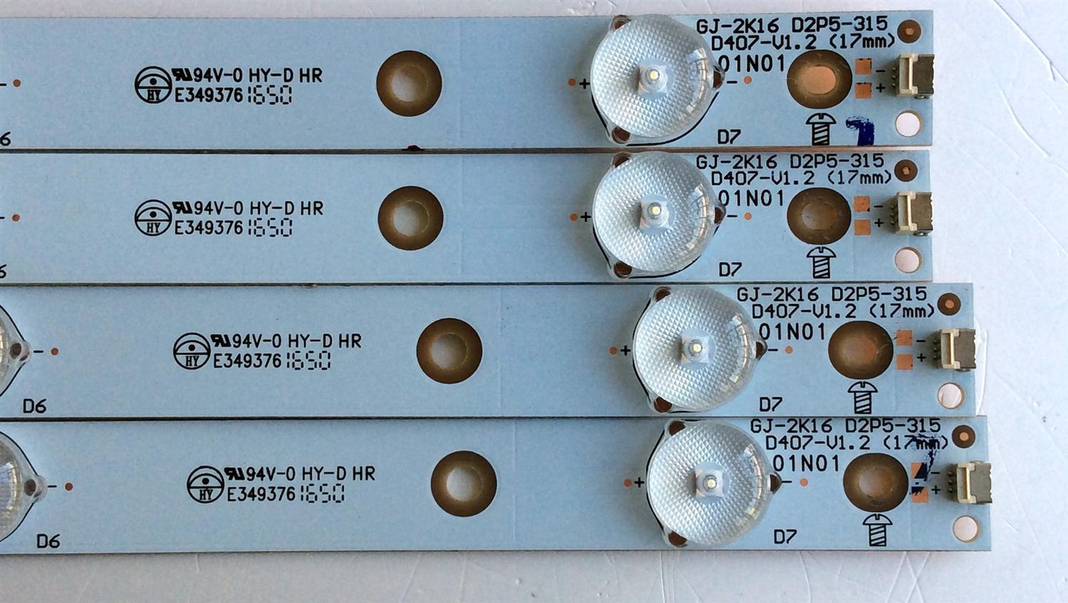 KIT DE LEDS ORIGINAL PARA TV VIZIO 4 PIEZAS / GJ-2K16 D2P5-315 D407-V1.2 / 210BZ07D043535C04D / ECHABYZ2U500 / GJ-2K16-D2P5-315-D407-V1.2 / E349376 / MODELO E32-D1 LTTVVEDT - Imagen 2