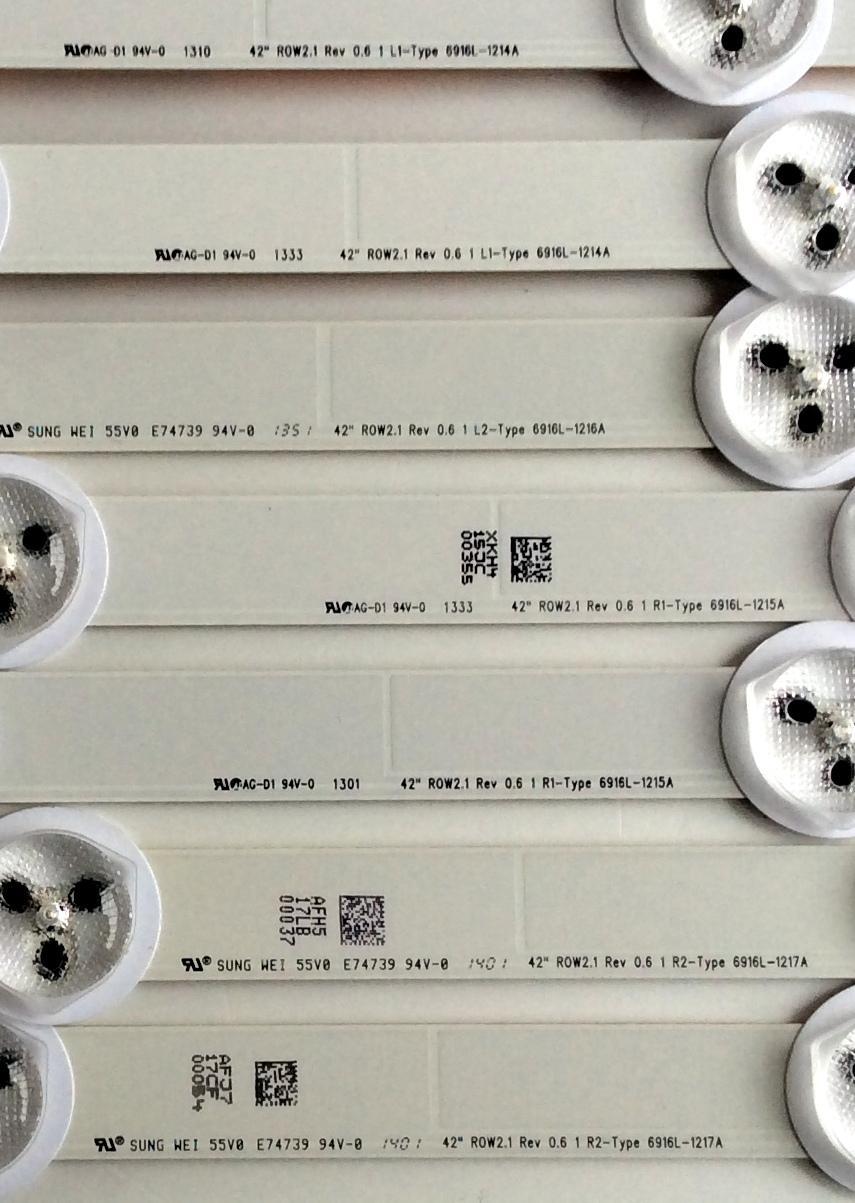KIT DE LED´S PARA TV (7 PIEZAS) / LG 6637L-0025A / PPW-HL42EC(A) / E74739 / 6916L-1214A / 6916L-1215A / 6916L-1216A / 6916L-1217A / 42¨ ROW2.1 Rev 0.6 1 / PANEL LC420DUG (JF)(R1) / MODELOS 42LN5400-UA / E420D-A0 / DP42D23 - Imagen 2