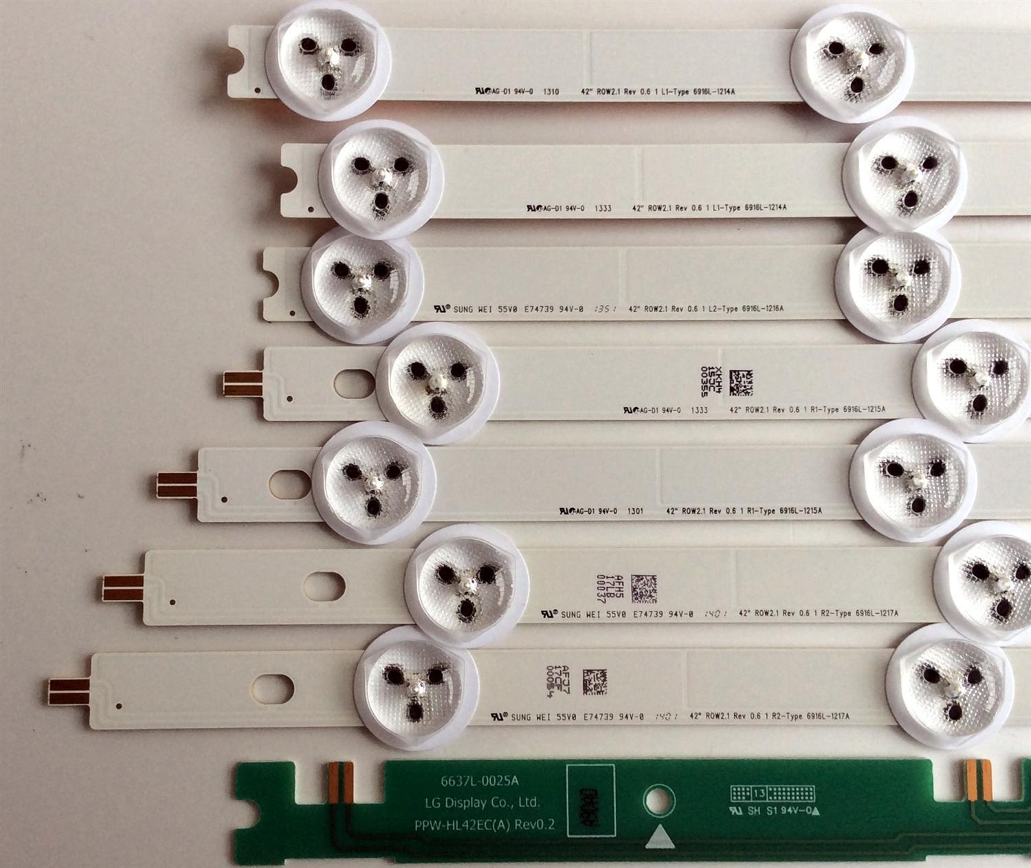 KIT DE LED´S PARA TV (7 PIEZAS) / LG 6637L-0025A / PPW-HL42EC(A) / E74739 / 6916L-1214A / 6916L-1215A / 6916L-1216A / 6916L-1217A / 42¨ ROW2.1 Rev 0.6 1 / PANEL LC420DUG (JF)(R1) / MODELOS 42LN5400-UA / E420D-A0 / DP42D23 - Imagen 3