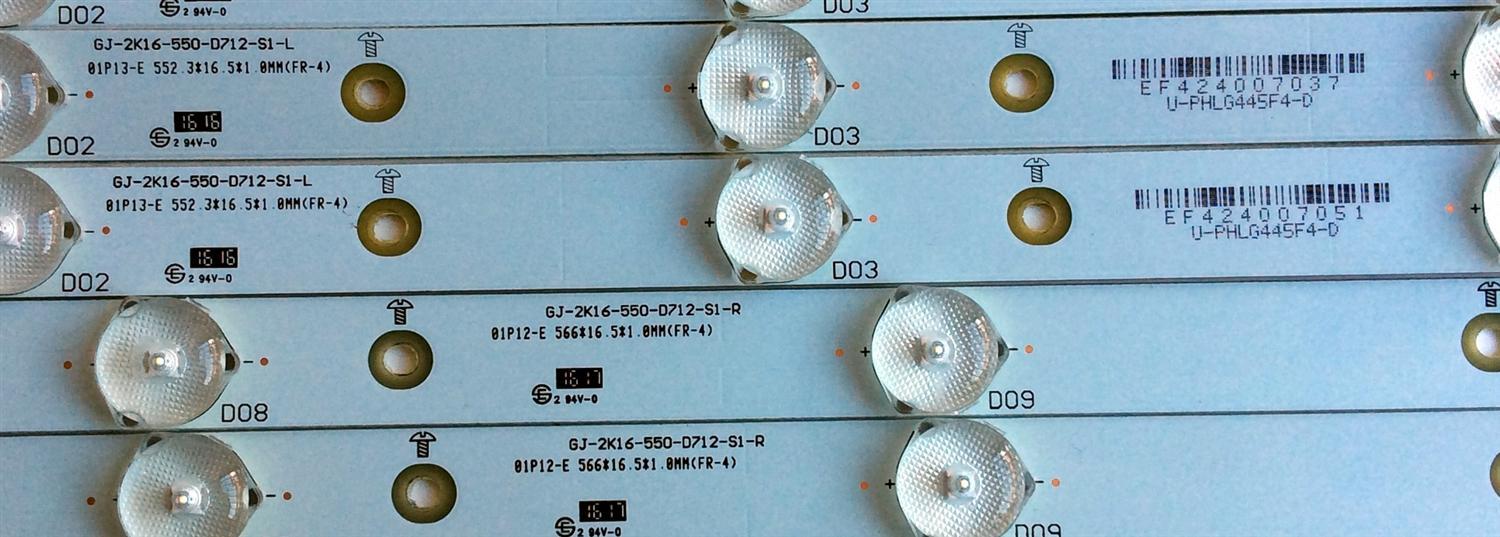 KIT DE LED´S PARA TV (14 PIEZAS) / SONY GJ-2K16-550-D712-S1-L / GJ-2K16-550-D712-S1-R / 01P12-E / 552.3*16.5*1.0MM / U-PHLG445F4-D / 552.3016.501.0MM / PANEL TPT55F2-FHBN20.K REV:S48P0A / TPT550J1-DUYSHA.G REV:S1R / MODELO KDL-55W650D - Imagen 2