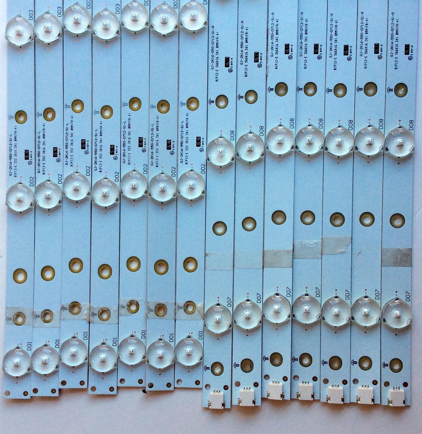 KIT DE LED´S PARA TV (14 PIEZAS) / SONY GJ-2K16-550-D712-S1-L / GJ-2K16-550-D712-S1-R / 01P12-E / 552.3*16.5*1.0MM / U-PHLG445F4-D / 552.3016.501.0MM / PANEL TPT55F2-FHBN20.K REV:S48P0A / TPT550J1-DUYSHA.G REV:S1R / MODELO KDL-55W650D - Imagen 5