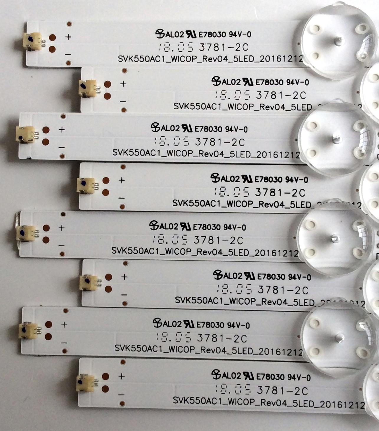 KIT DE LED´S PARA TV (8 PIEZAS) / TOSHIBA SVK550AC1 / SVK550AC1_WICOP_Rev04_5LED_20161212 / SVK550AC1_WICOP_Rev05_5LED_2019117 / PANEL K550WDRB / MODELOS 55LF621U19 / 55LF621U19 Rev.A / 55LF721U20 - Imagen 2